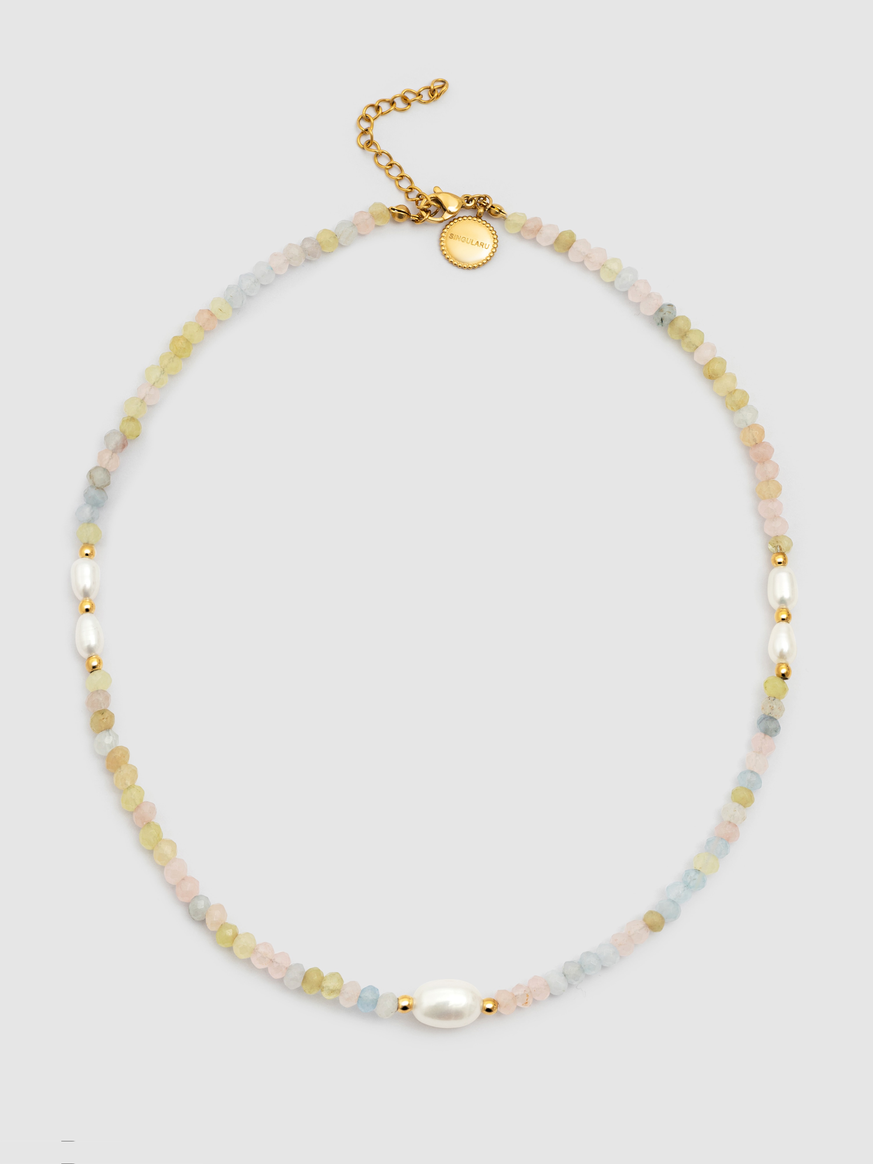 Colar Daphne Pearls de Aço Banhado a Ouro Multicolor-4