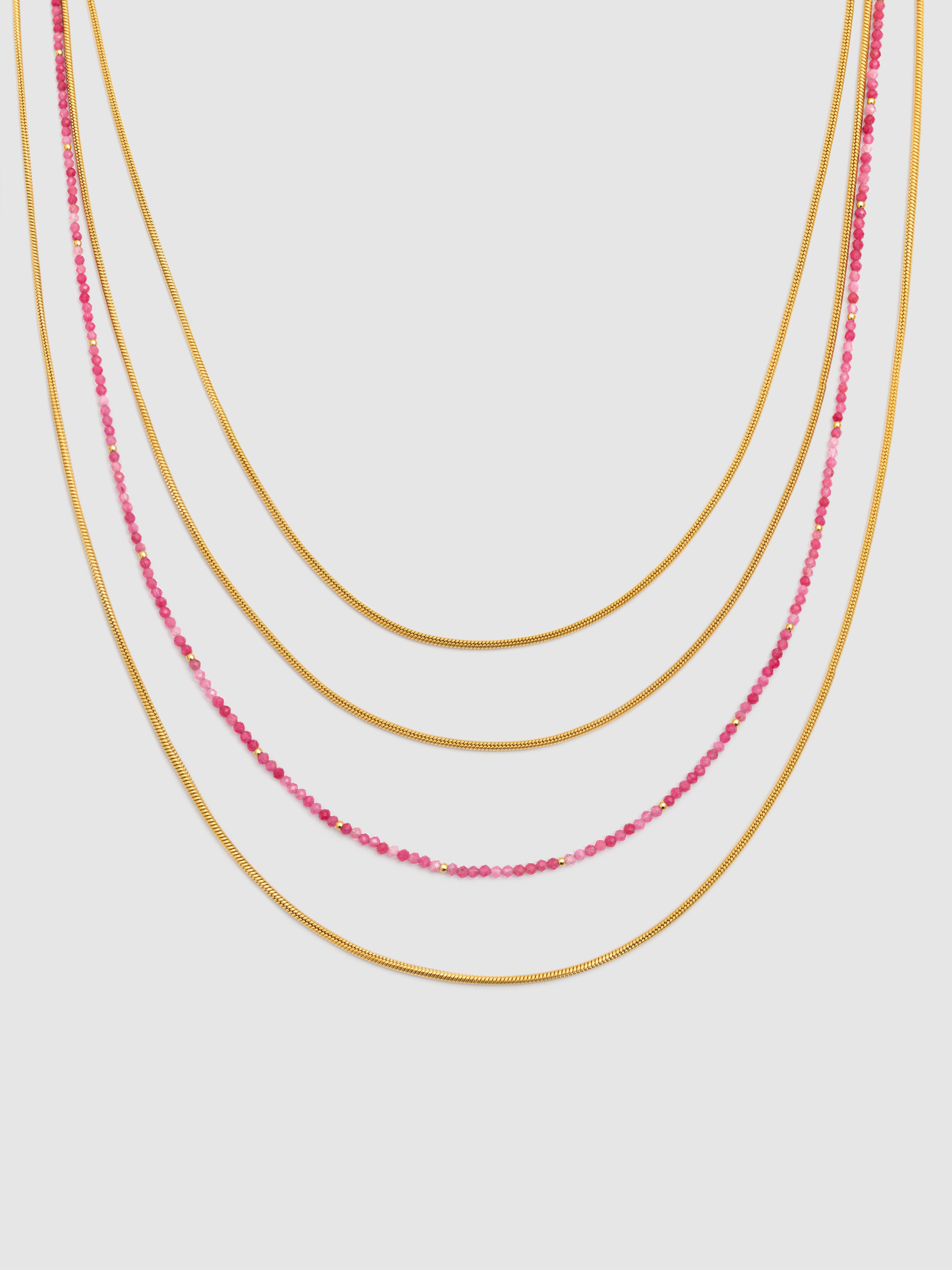 Colar Cleopatra Pink de Aço Banhado a Ouro Rosa-1