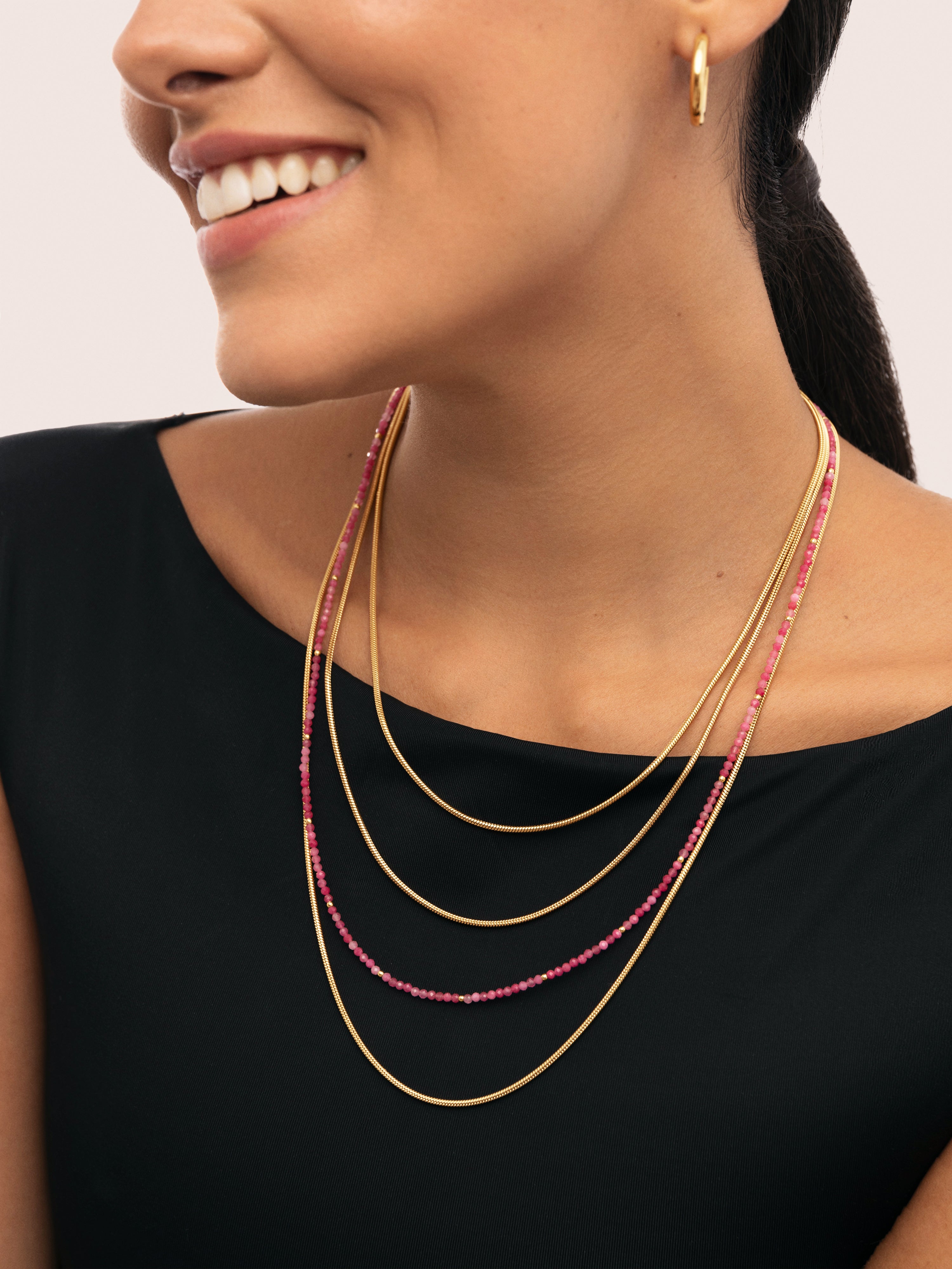 Colar Cleopatra Pink de Aço Banhado a Ouro Rosa-3