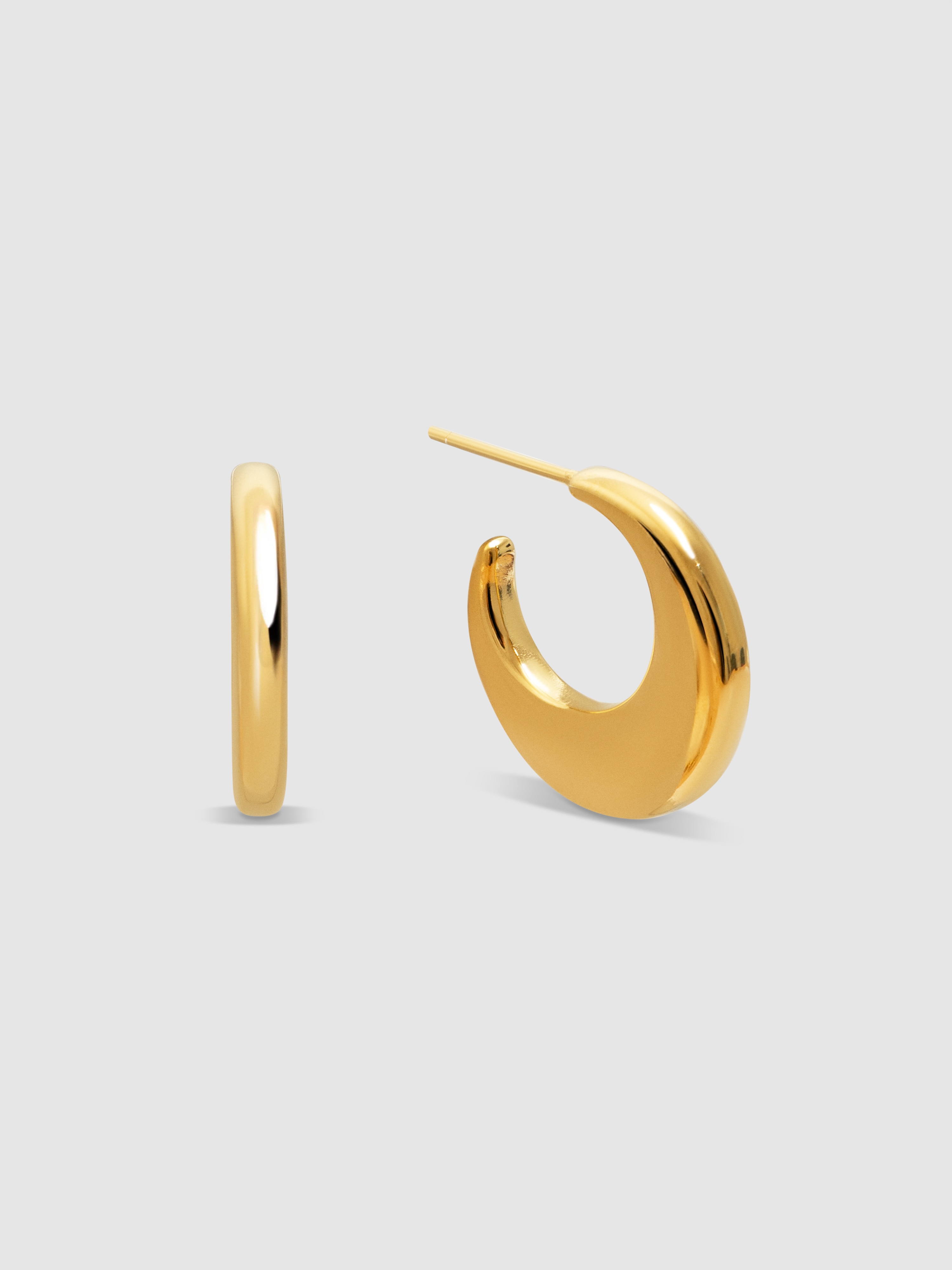 Brincos de Argola Lunette de Aço Banhado a Ouro Dourado-1