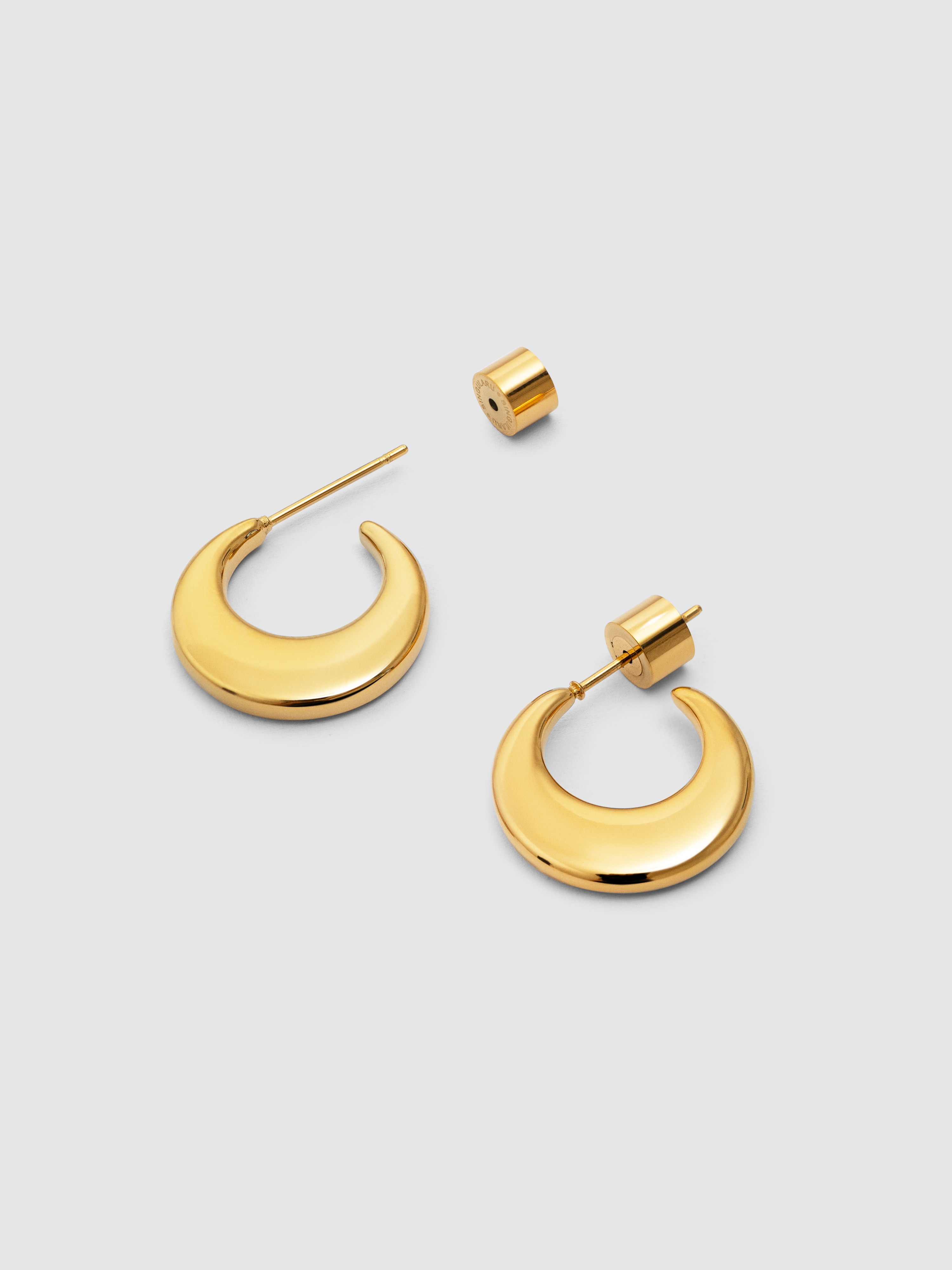 Brincos de Argola Lunette de Aço Banhado a Ouro Dourado-3