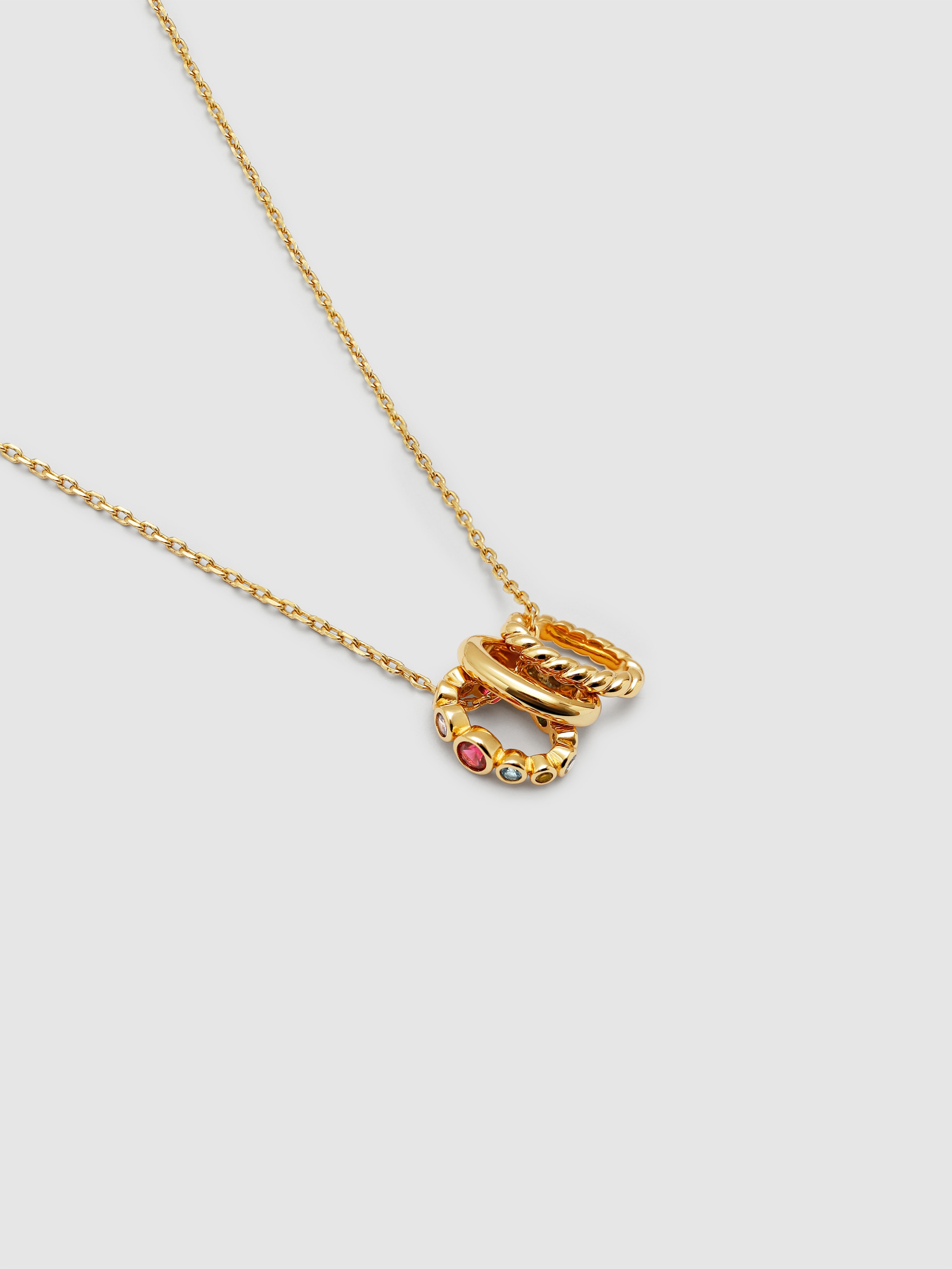 Colar Pebble Family Colors de Liga de Metais Banhado a Ouro Multicolor-4