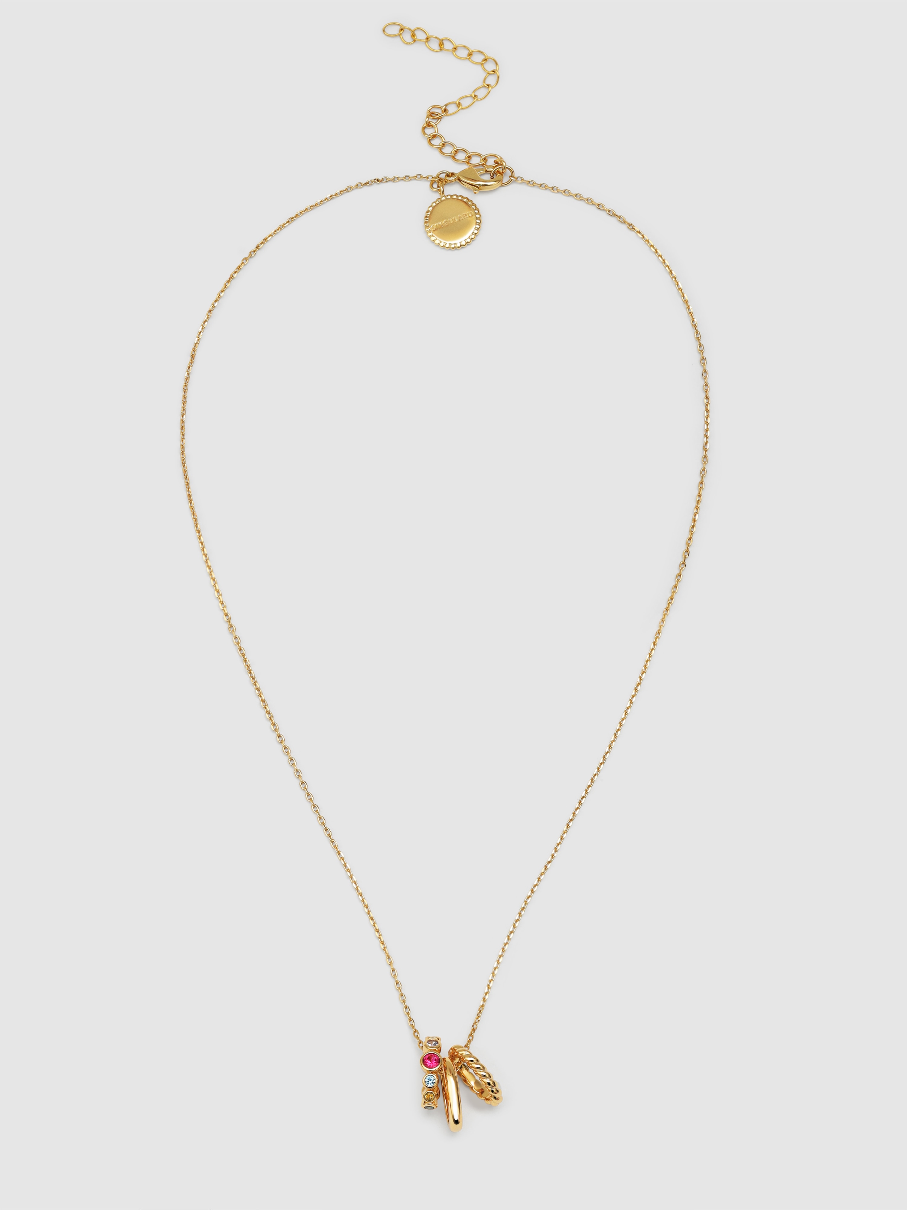Colar Pebble Family Colors de Liga de Metais Banhado a Ouro Multicolor-5