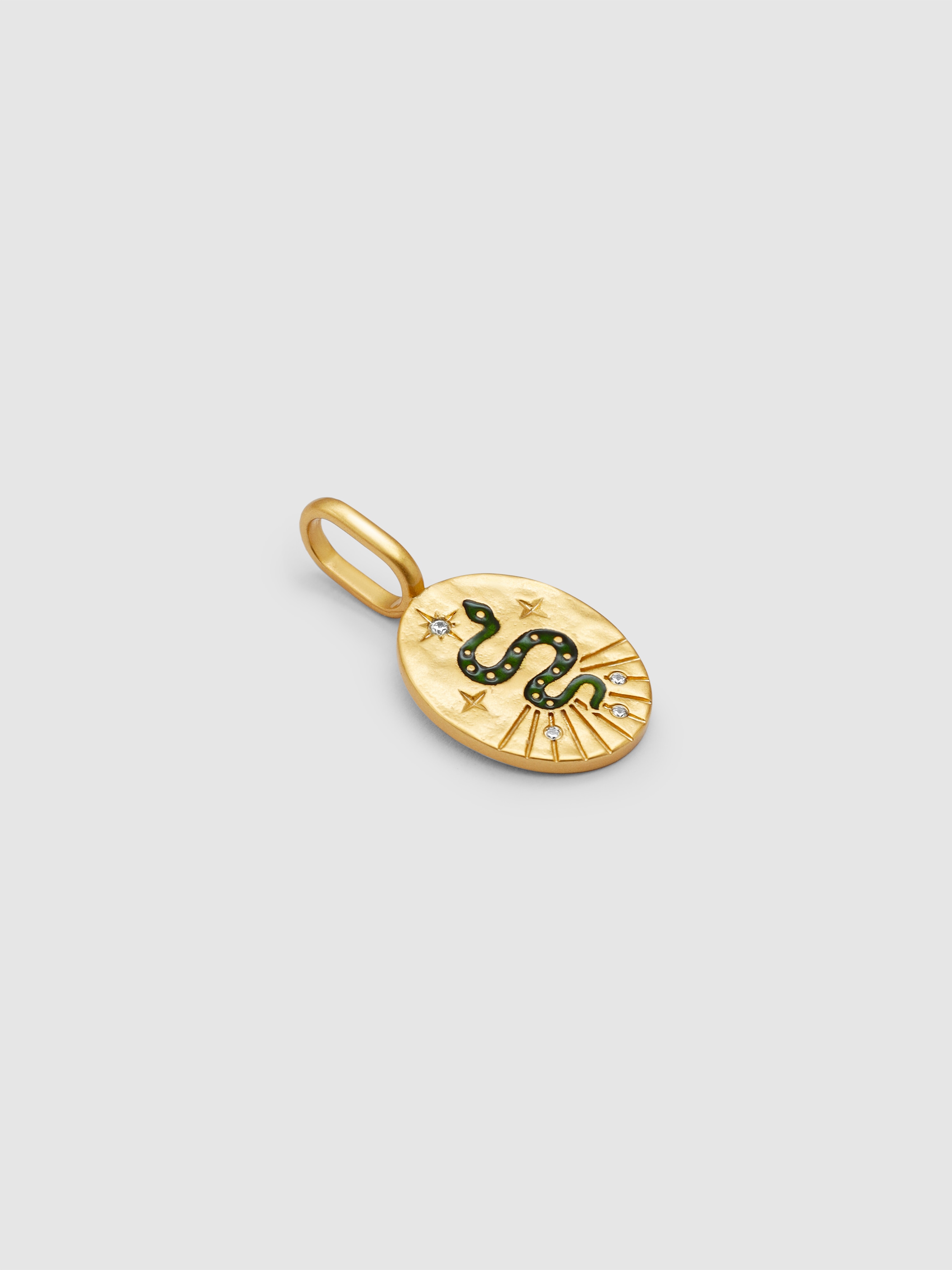 Charm Mystic Serpente de Liga de Metais Banhado a Ouro Verde-3