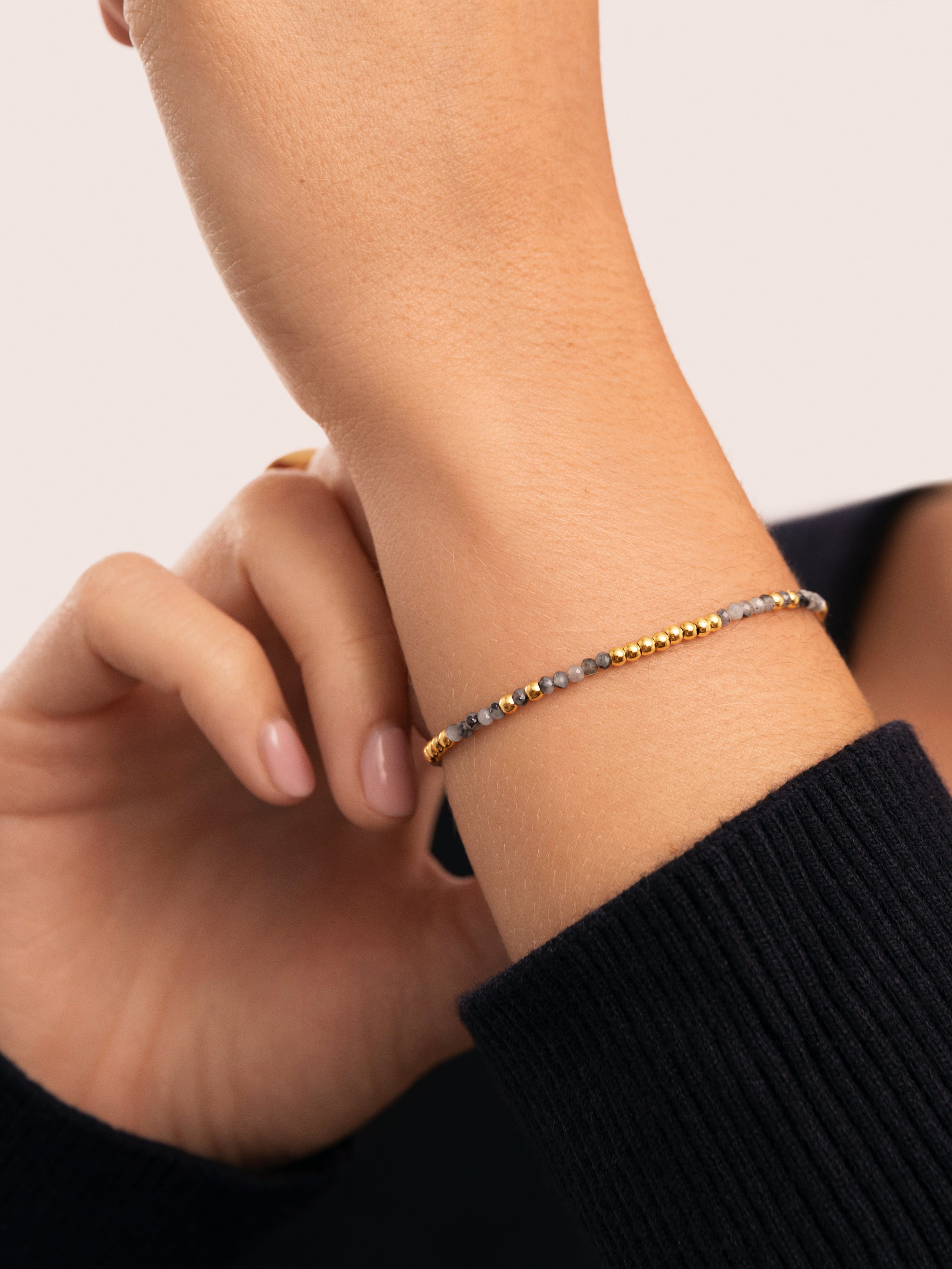 Pulseira de Corrente Noite de Aço Banhado a Ouro Dourado-5