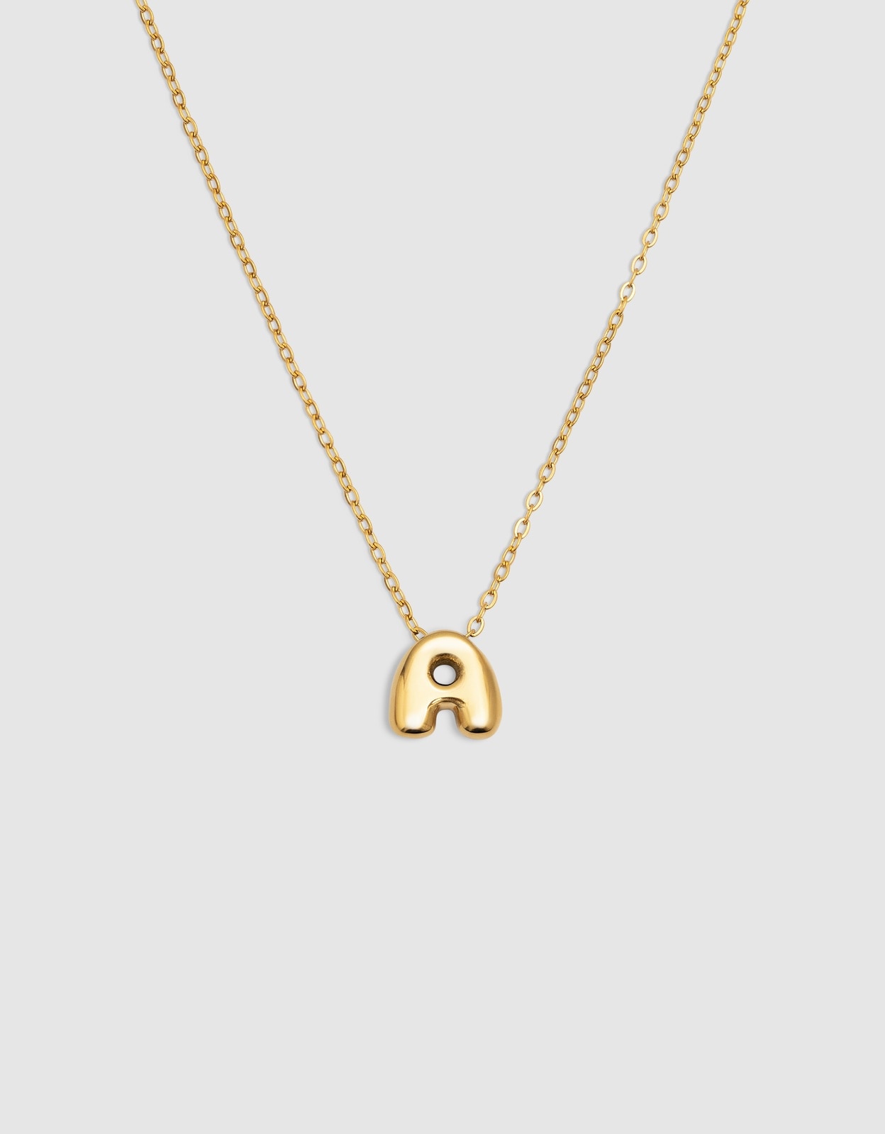 Colar Hailey Letter de Aço Banhado em Ouro - a Dourado-1
