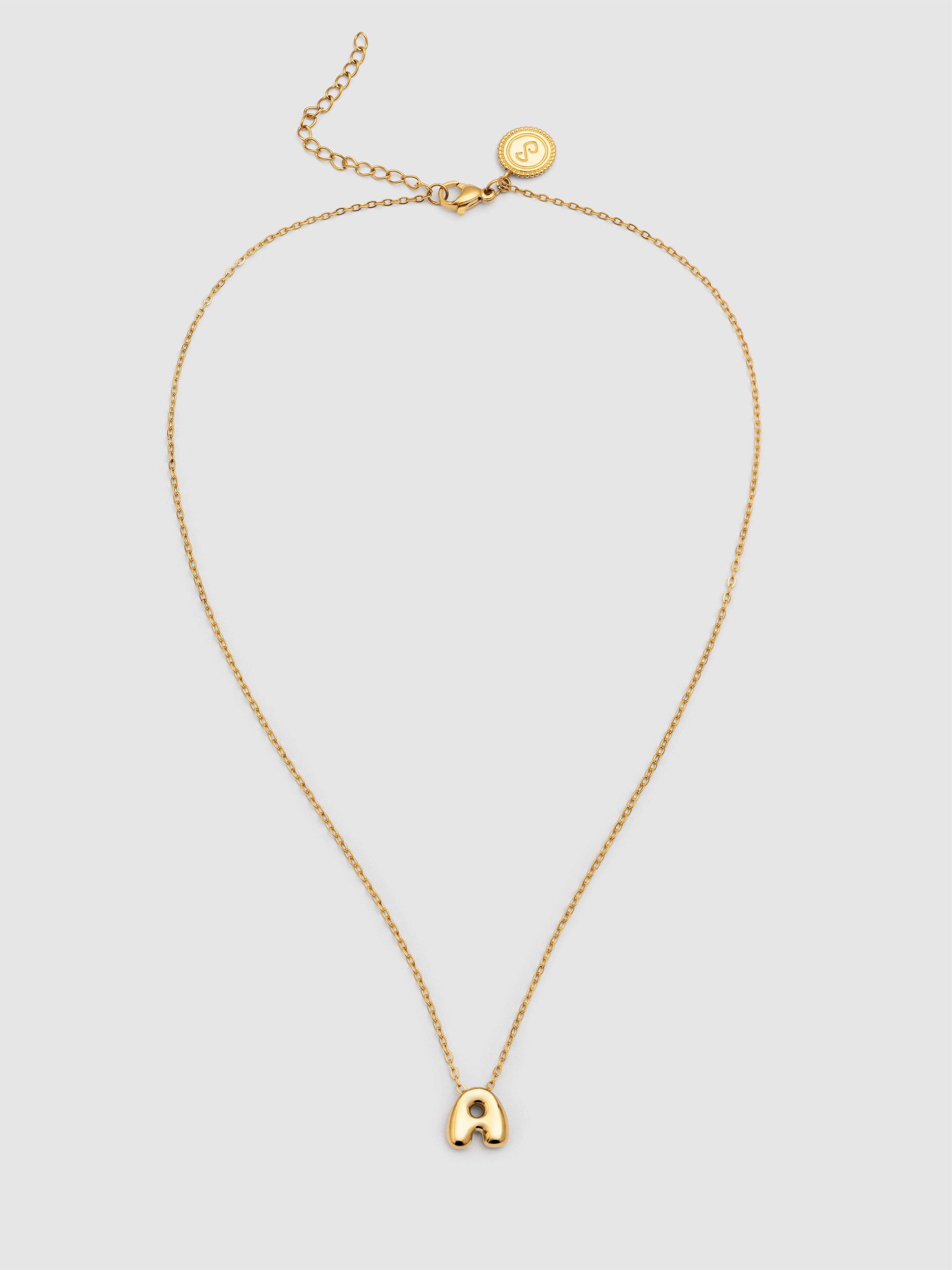 Colar Hailey Letter de Aço Banhado em Ouro - a Dourado-4