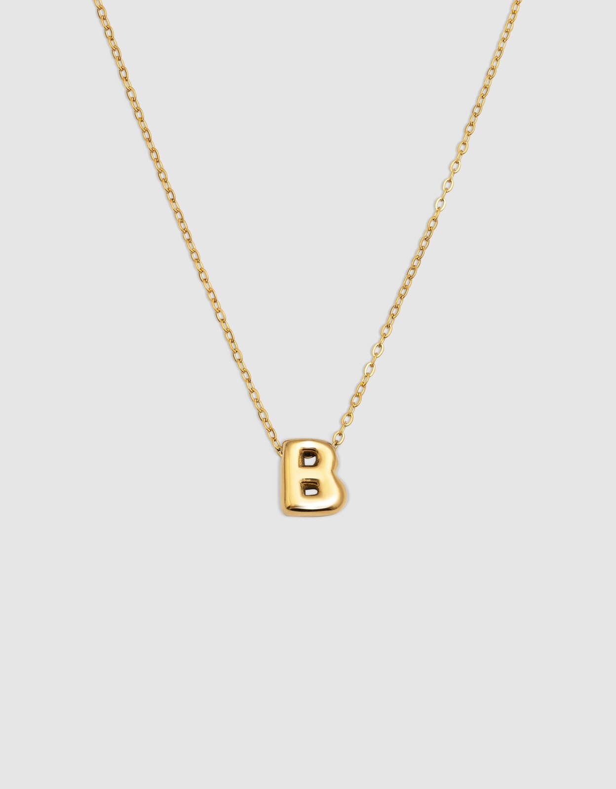 Colar Hailey Letter de Aço Banhado em Ouro - B Dourado-1