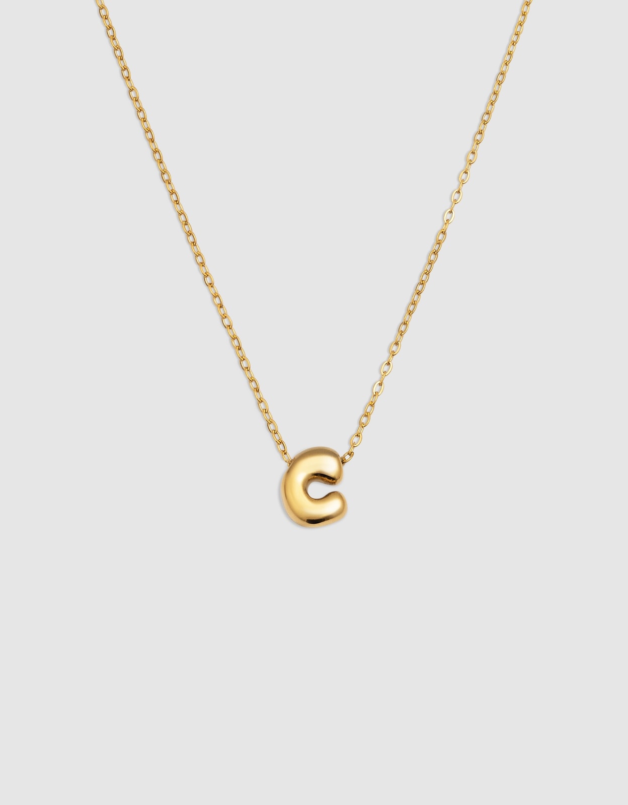 Colar Hailey Letter de Aço Banhado em Ouro - C Dourado-1