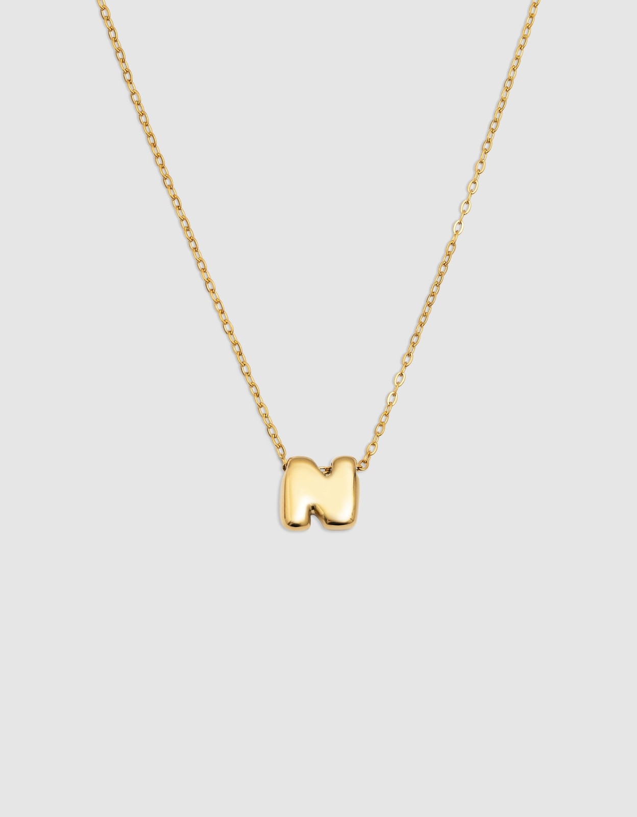 Colar Hailey Letter de Aço Banhado em Ouro - N Dourado-1