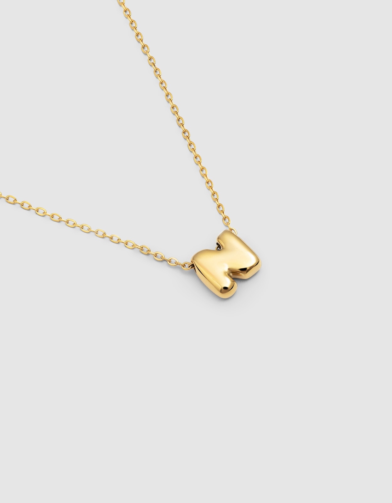 Colar Hailey Letter de Aço Banhado em Ouro - N Dourado-3