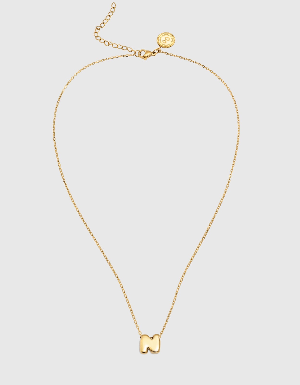 Colar Hailey Letter de Aço Banhado em Ouro - N Dourado-4