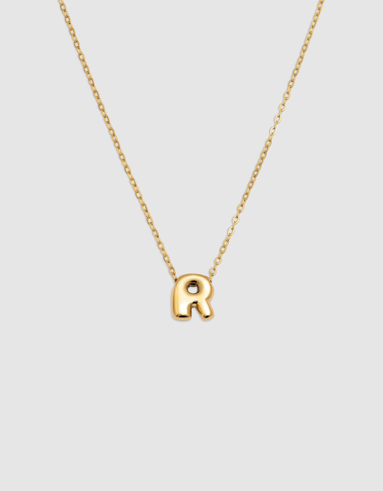 Colar Hailey Letter de Aço Banhado em Ouro - R Dourado-1