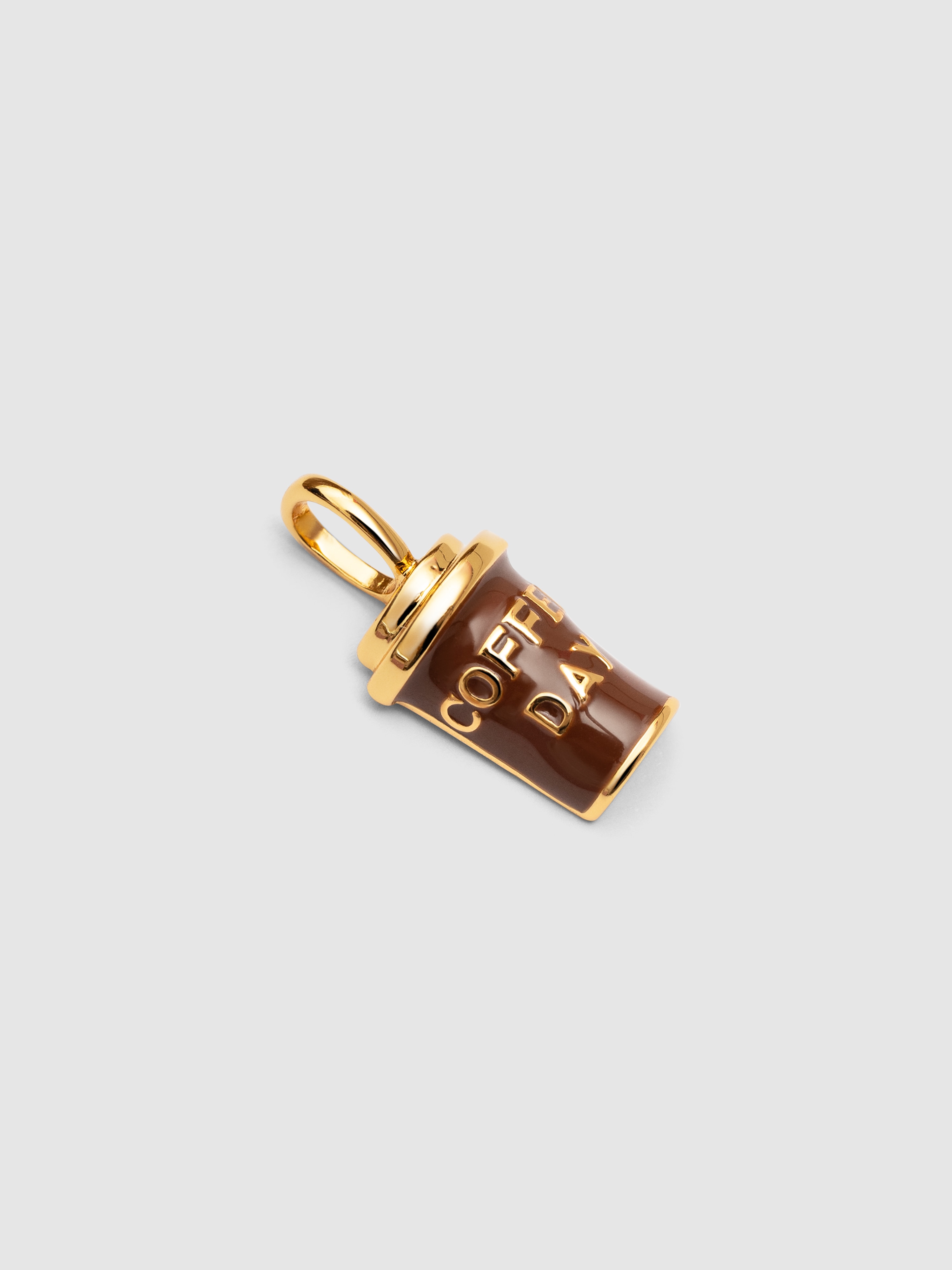 Charm Coffee de Liga de Metais Banhado a Ouro Castanho-4