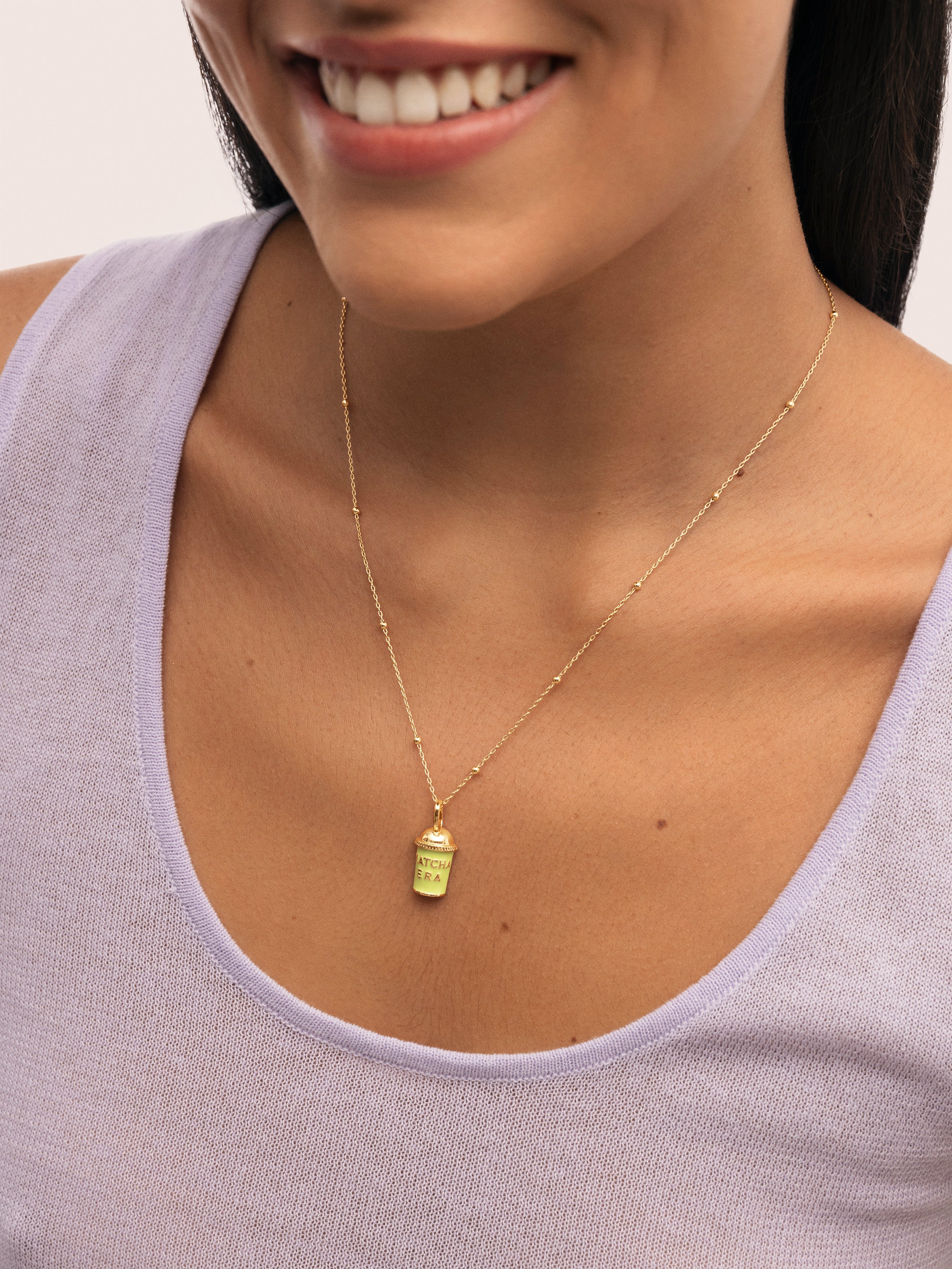 Charm Matcha de Liga de Metais Banhado a Ouro Verde-claro-3