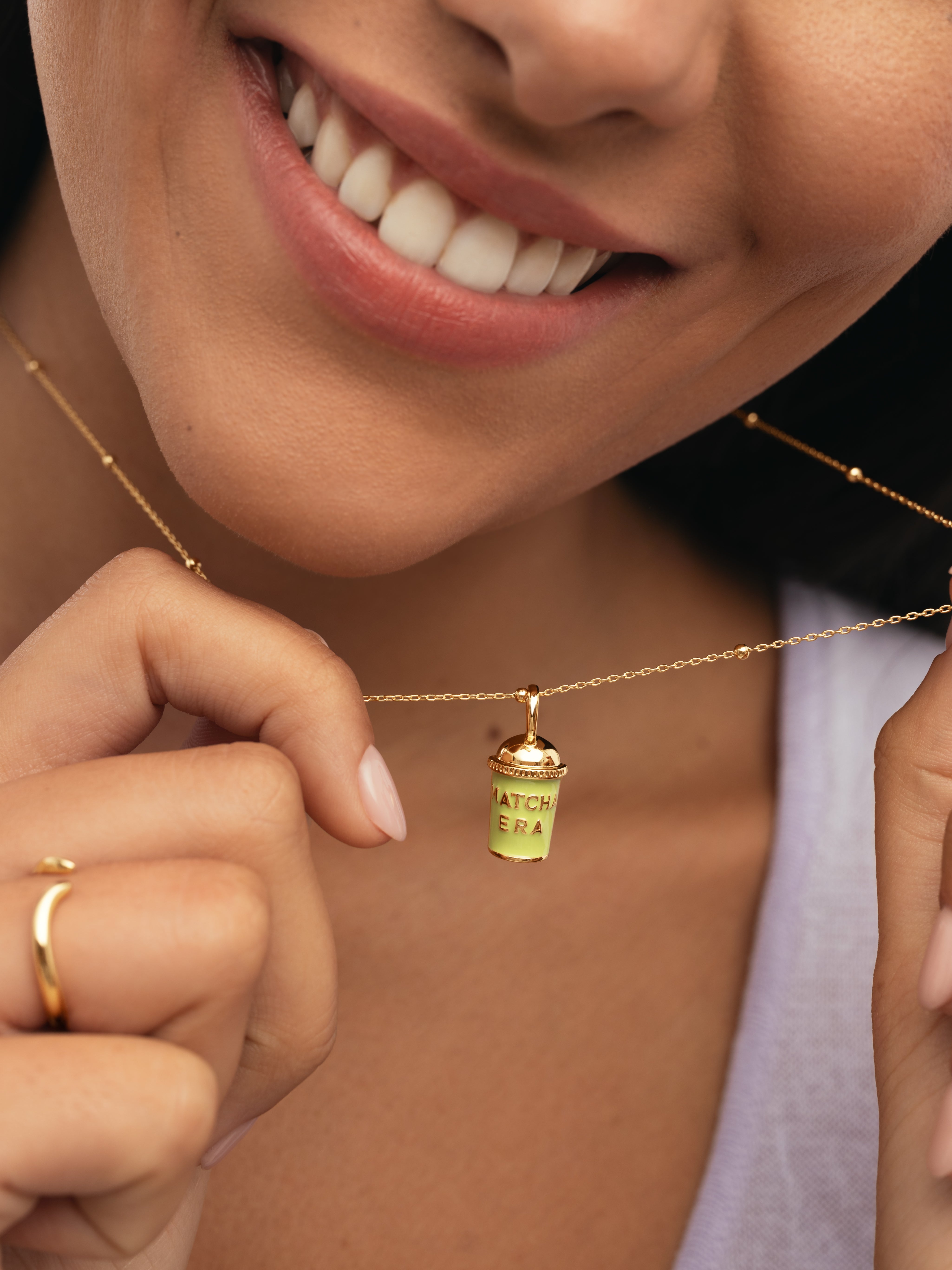 Charm Matcha de Liga de Metais Banhado a Ouro Verde-claro-5