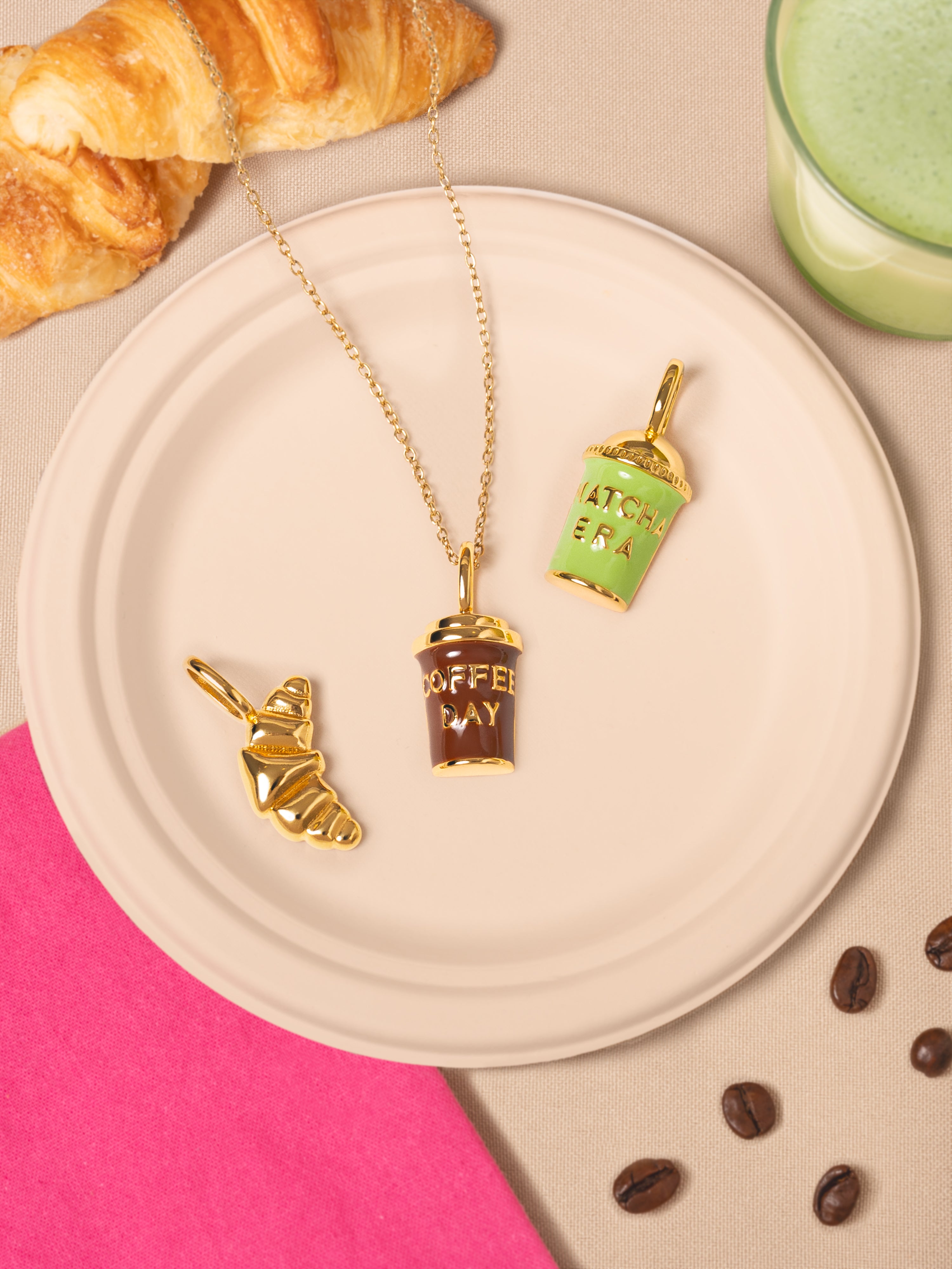 Charm Matcha de Liga de Metais Banhado a Ouro Verde-claro-6