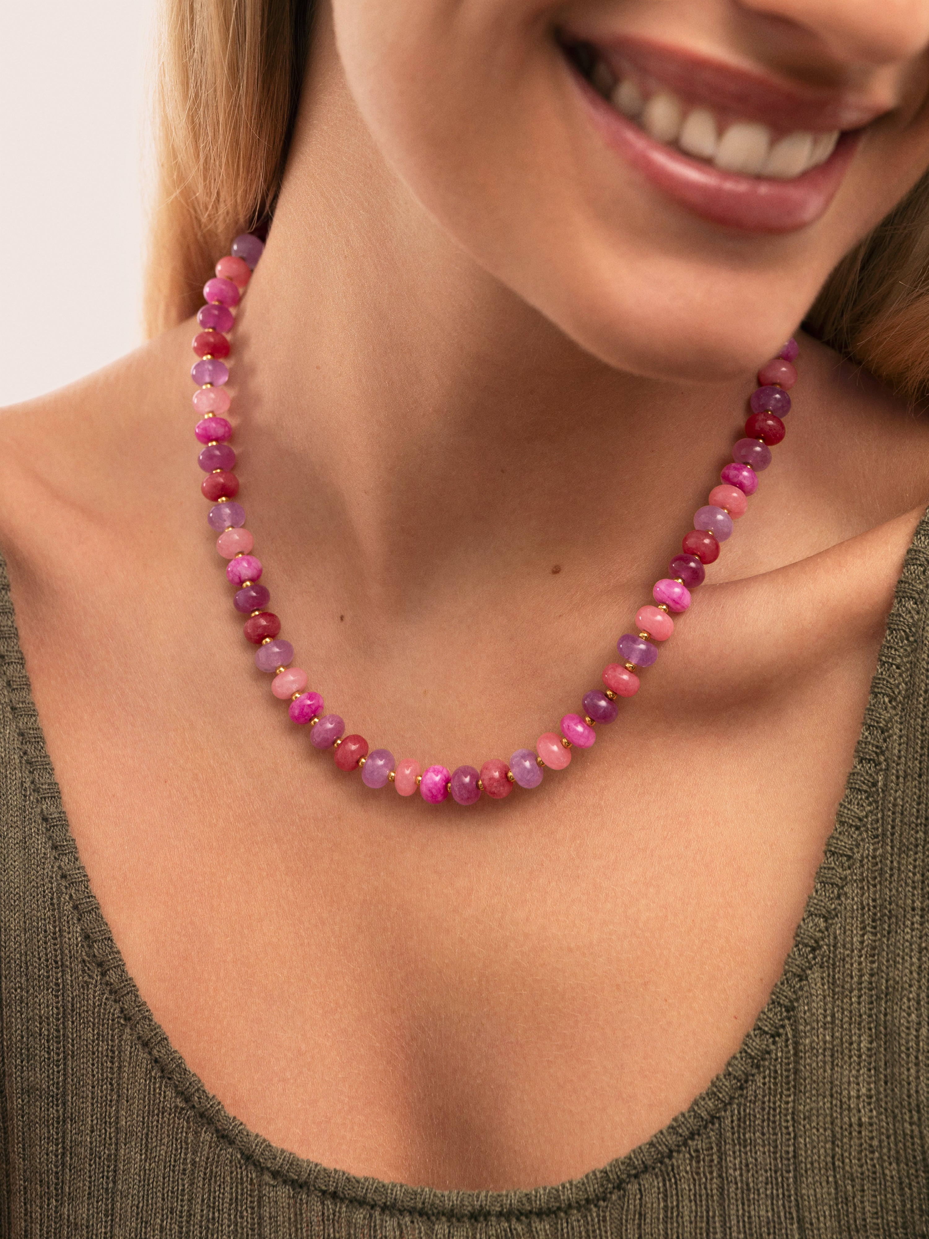 Colar Rosé Stones de Aço Banhado a Ouro Rosa-3
