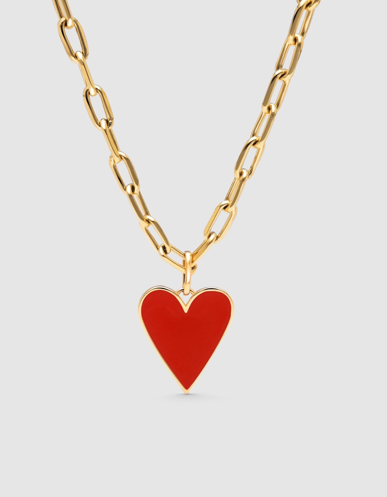 Colar Chic Lovely Heart Red de Aço Banhado a Ouro Vermelho-1