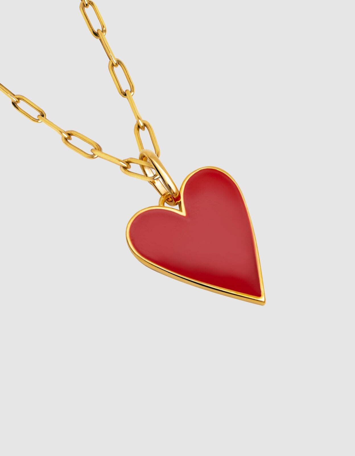 Colar Chic Lovely Heart Red de Aço Banhado a Ouro Vermelho-3