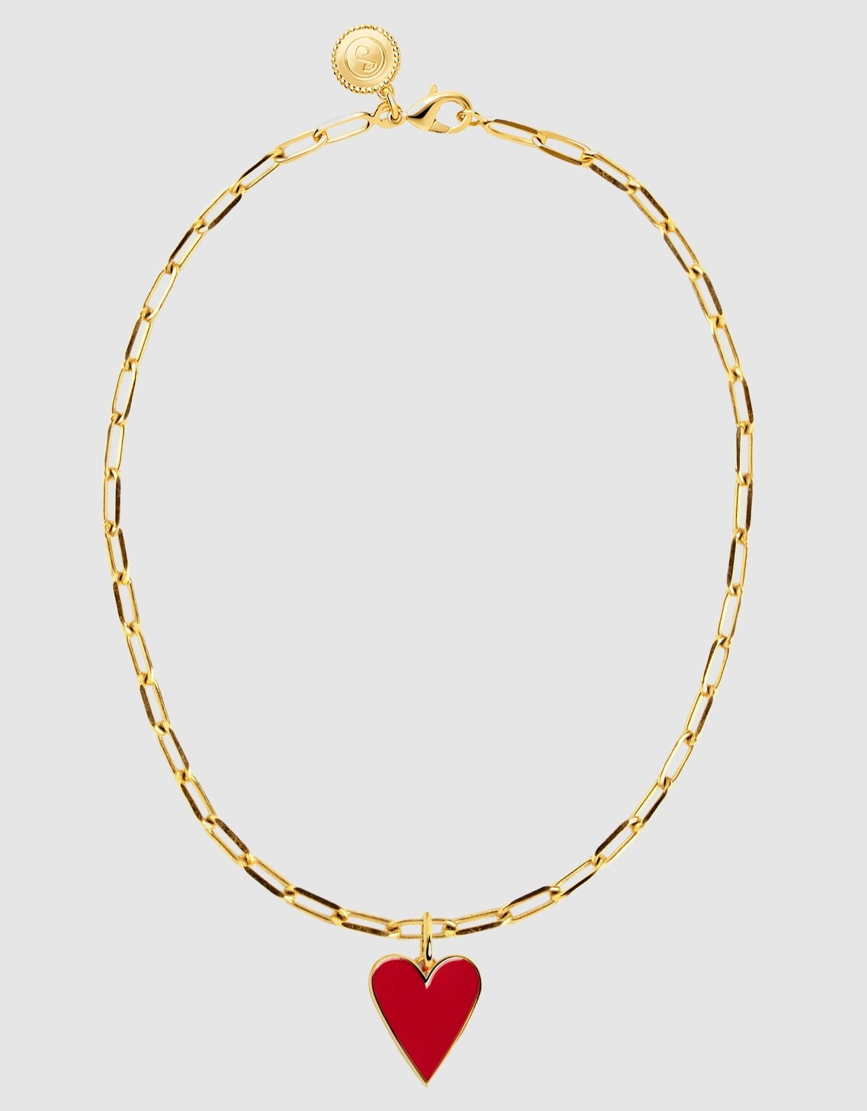 Colar Chic Lovely Heart Red de Aço Banhado a Ouro Vermelho-4