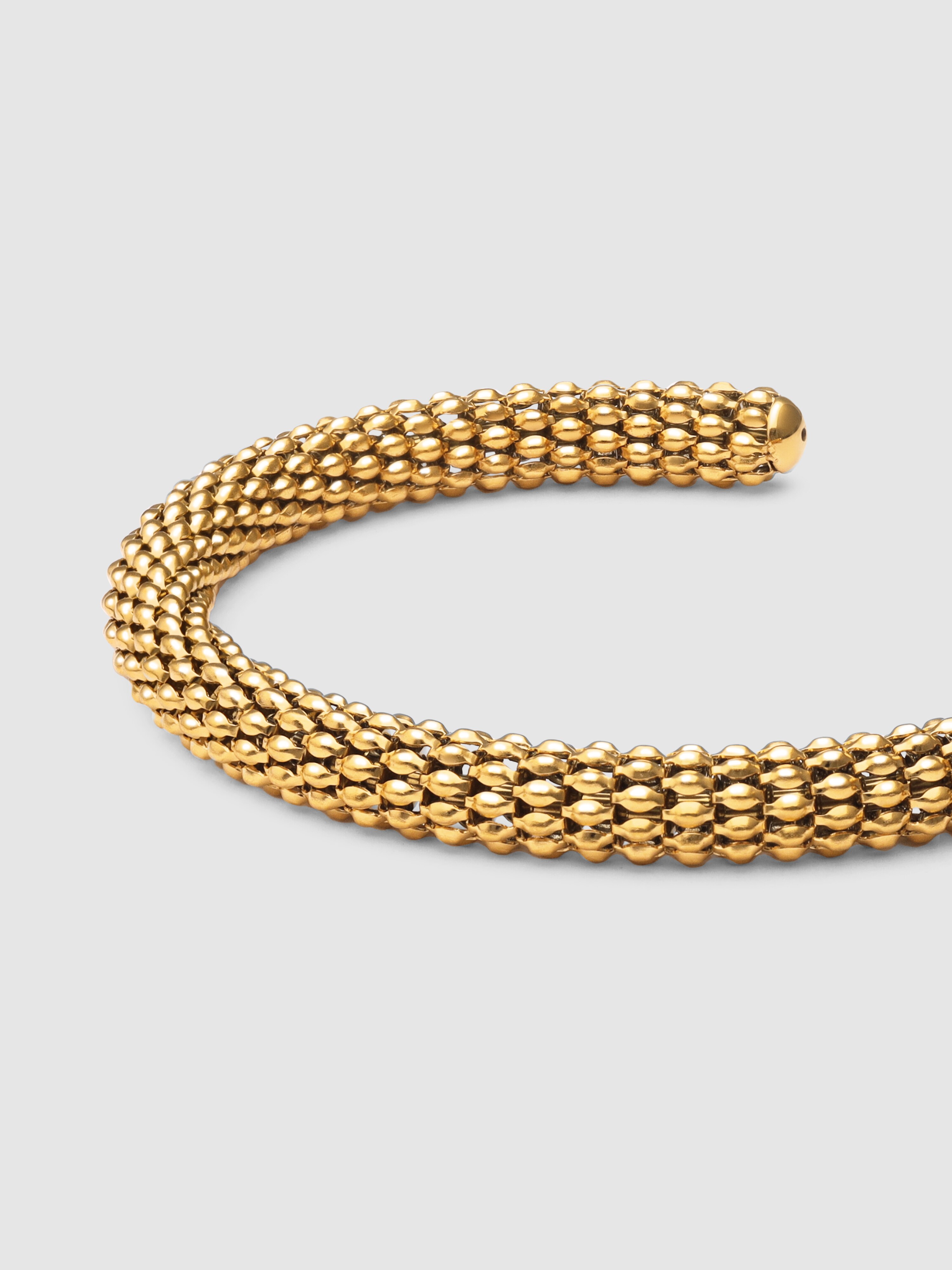 Pulseira Disco de Aço Banhado a Ouro Dourado-3