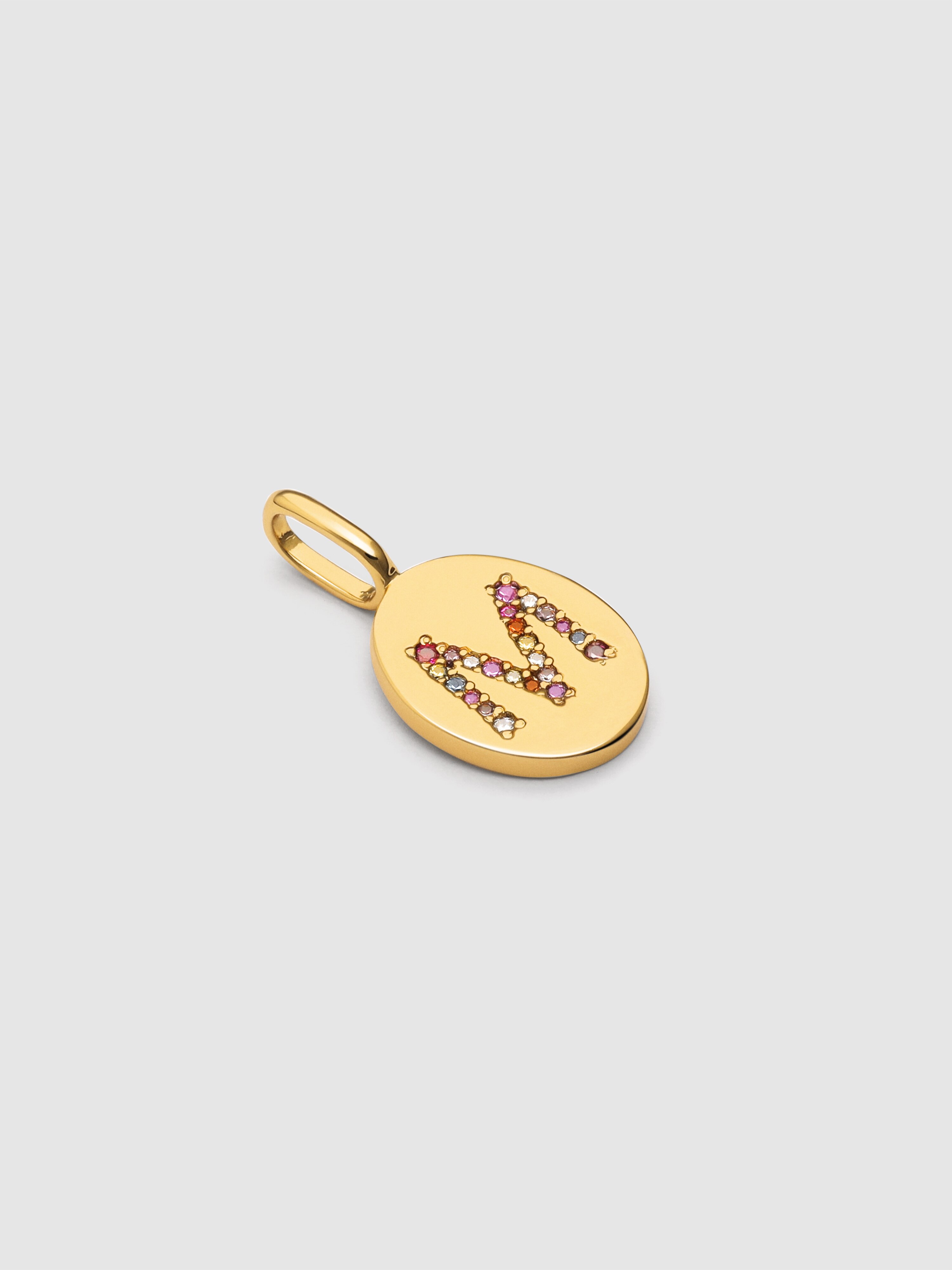Charm Personalizado Signet Letter Colors de Liga de Metais Banhado a Ouro Letra M Multicolor-4