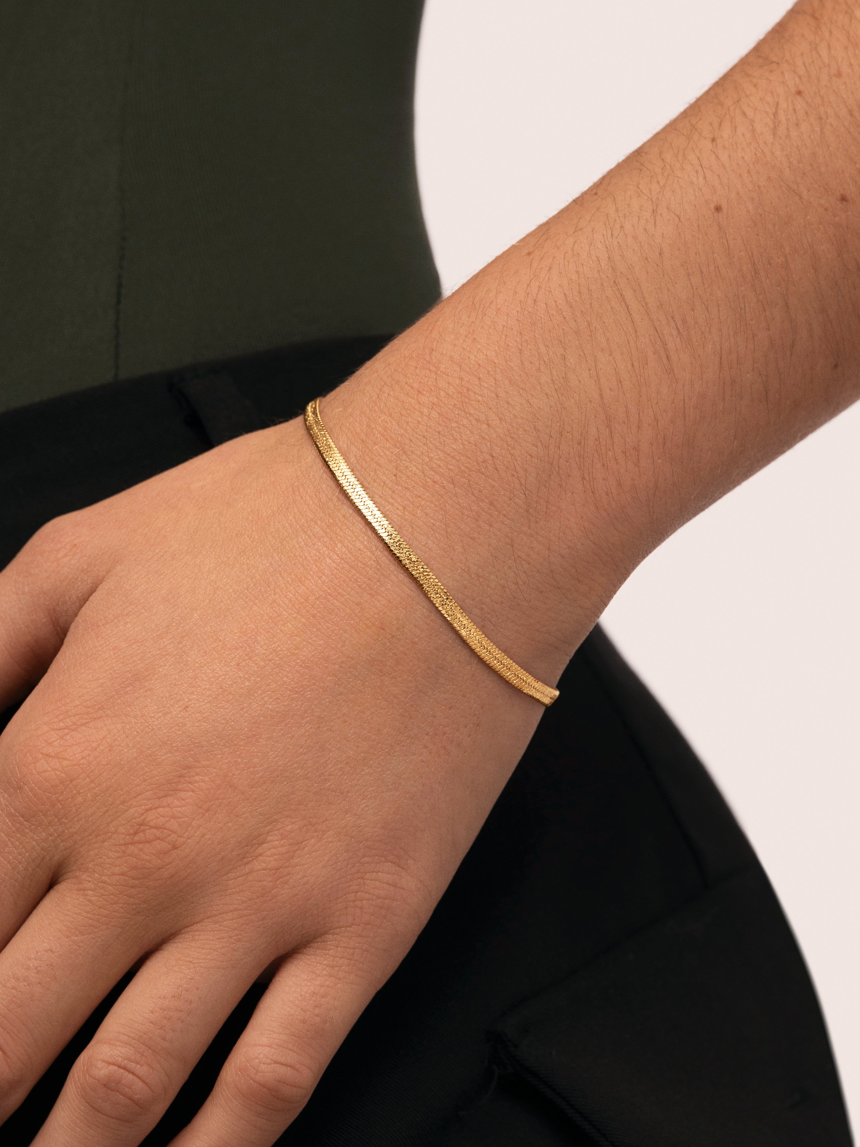 Pulseira de Corrente Lisse Sparkling de Aço Banhado a Ouro Dourado-2