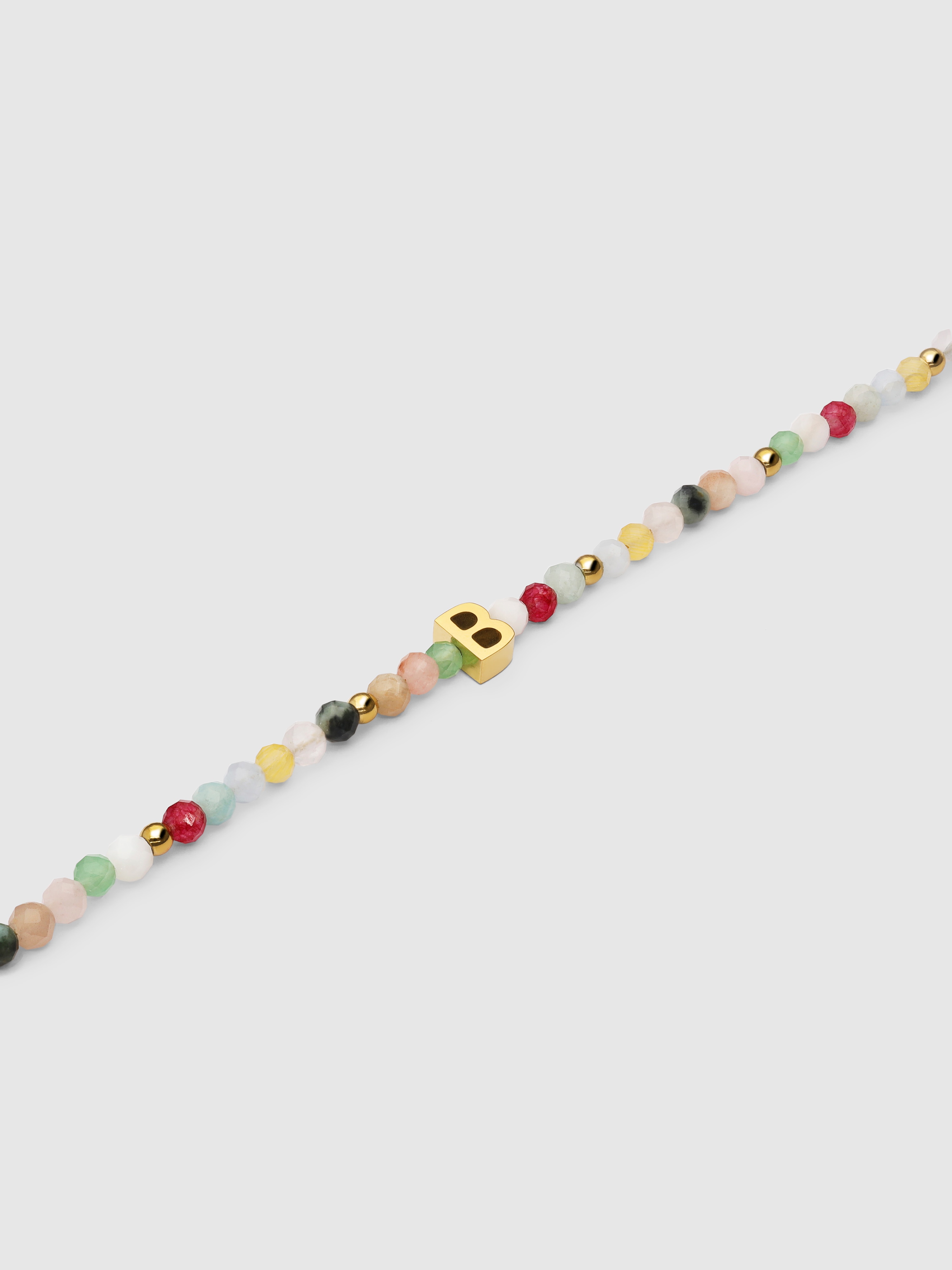 Pulseira de Corrente Personalizada Letter Altea Colors de Aço Banhado em Ouro B Multicolor-4
