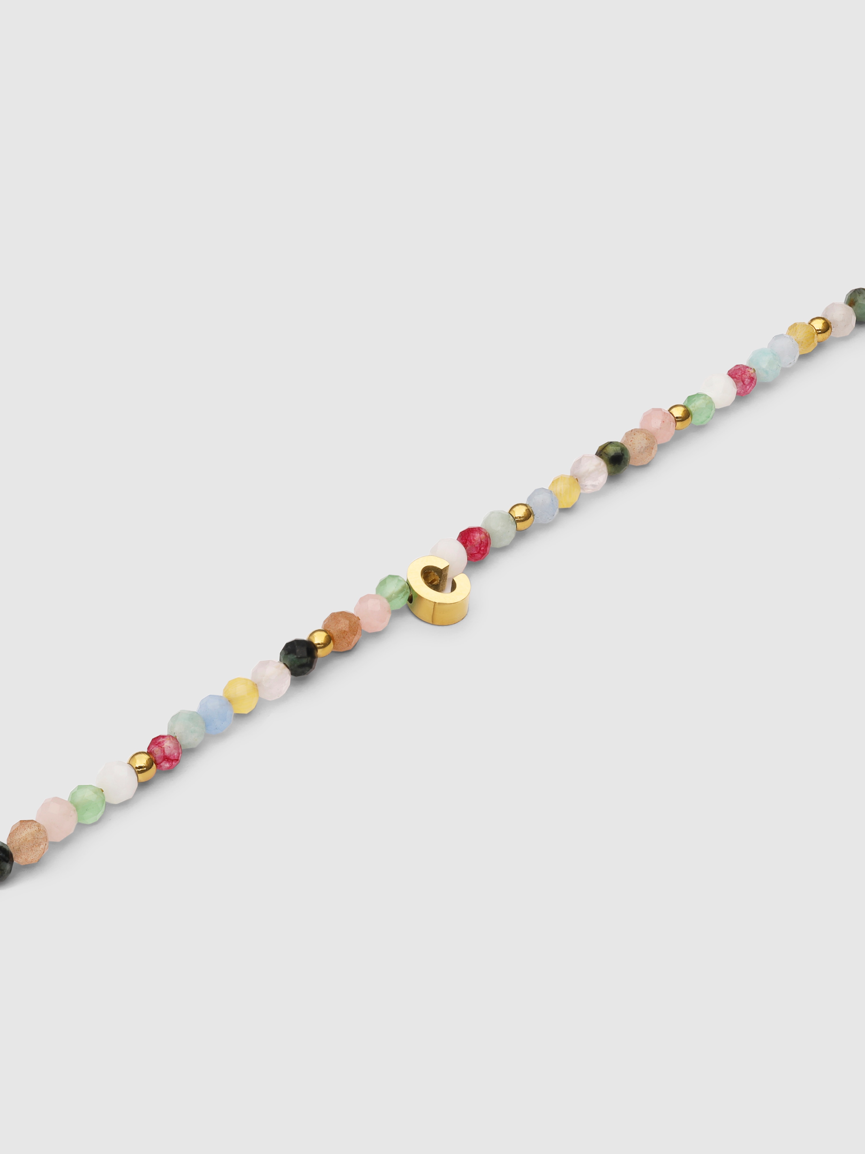 Pulseira de Corrente Personalizada Letter Altea Colors de Aço Banhado em Ouro C Multicolor-4