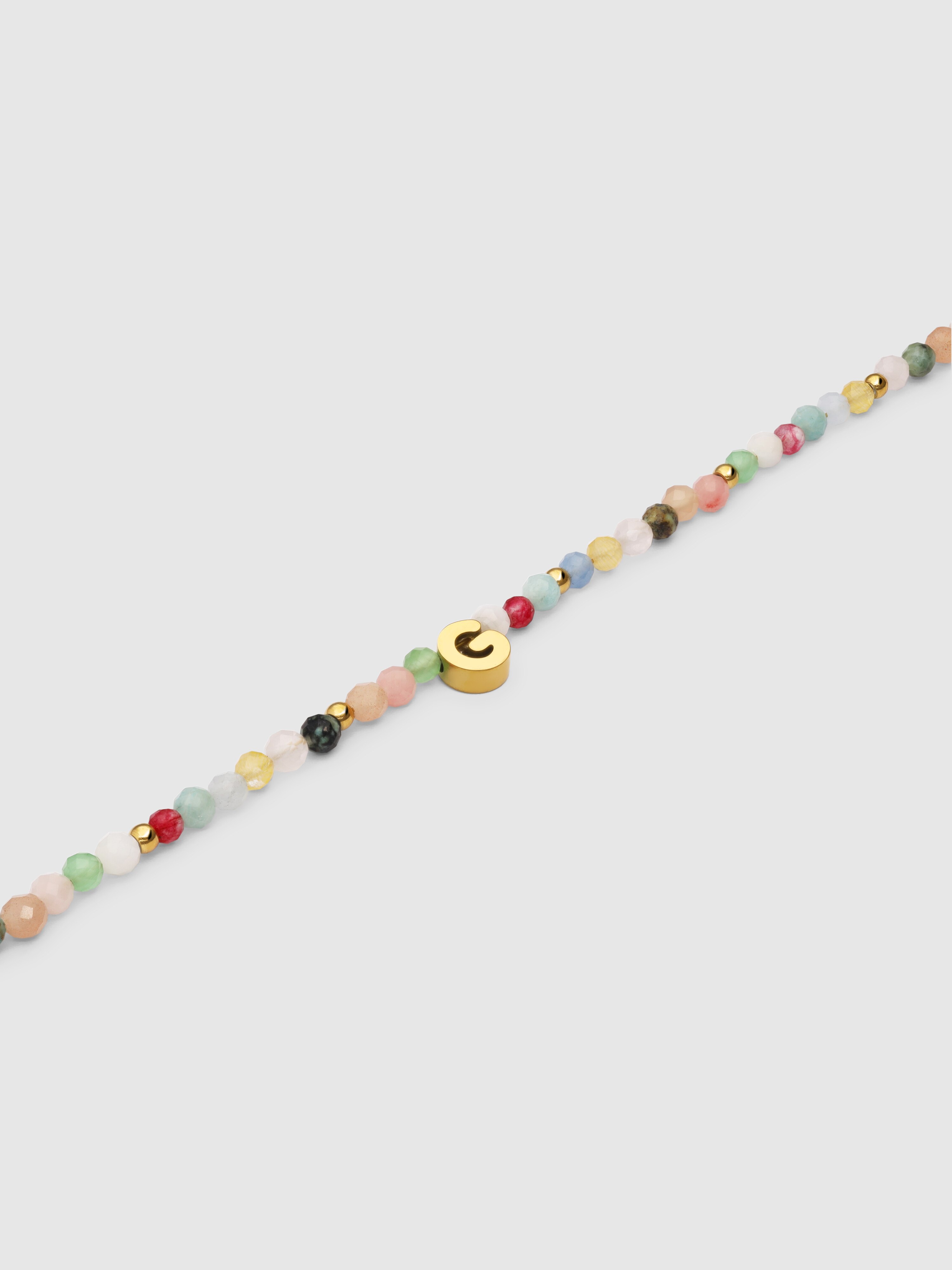 Pulseira de Corrente Personalizada Letter Altea Colors de Aço Banhado em Ouro G Multicolor-4