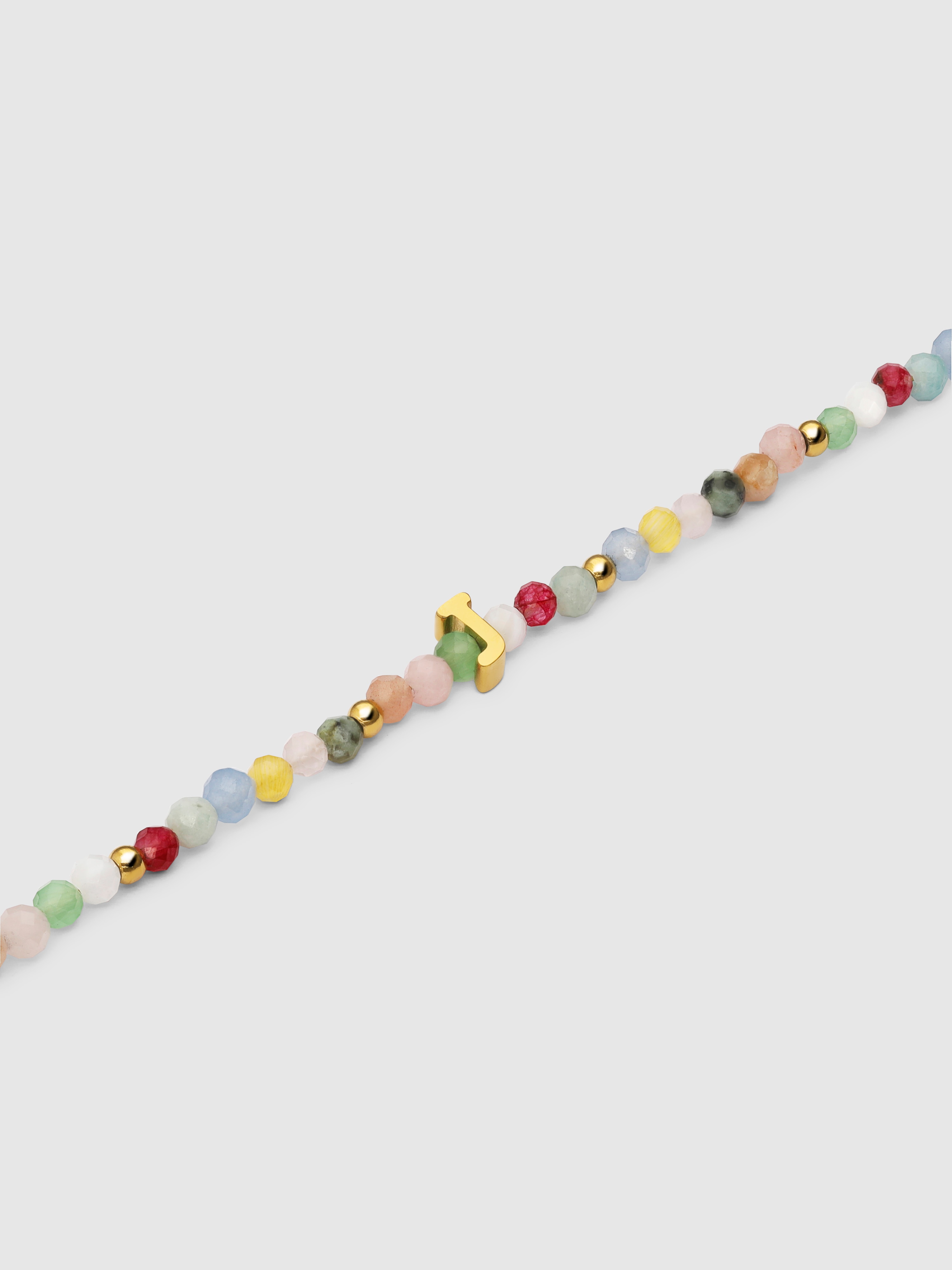 Pulseira de Corrente Personalizada Letter Altea Colors de Aço Banhado em Ouro J Multicolor-4
