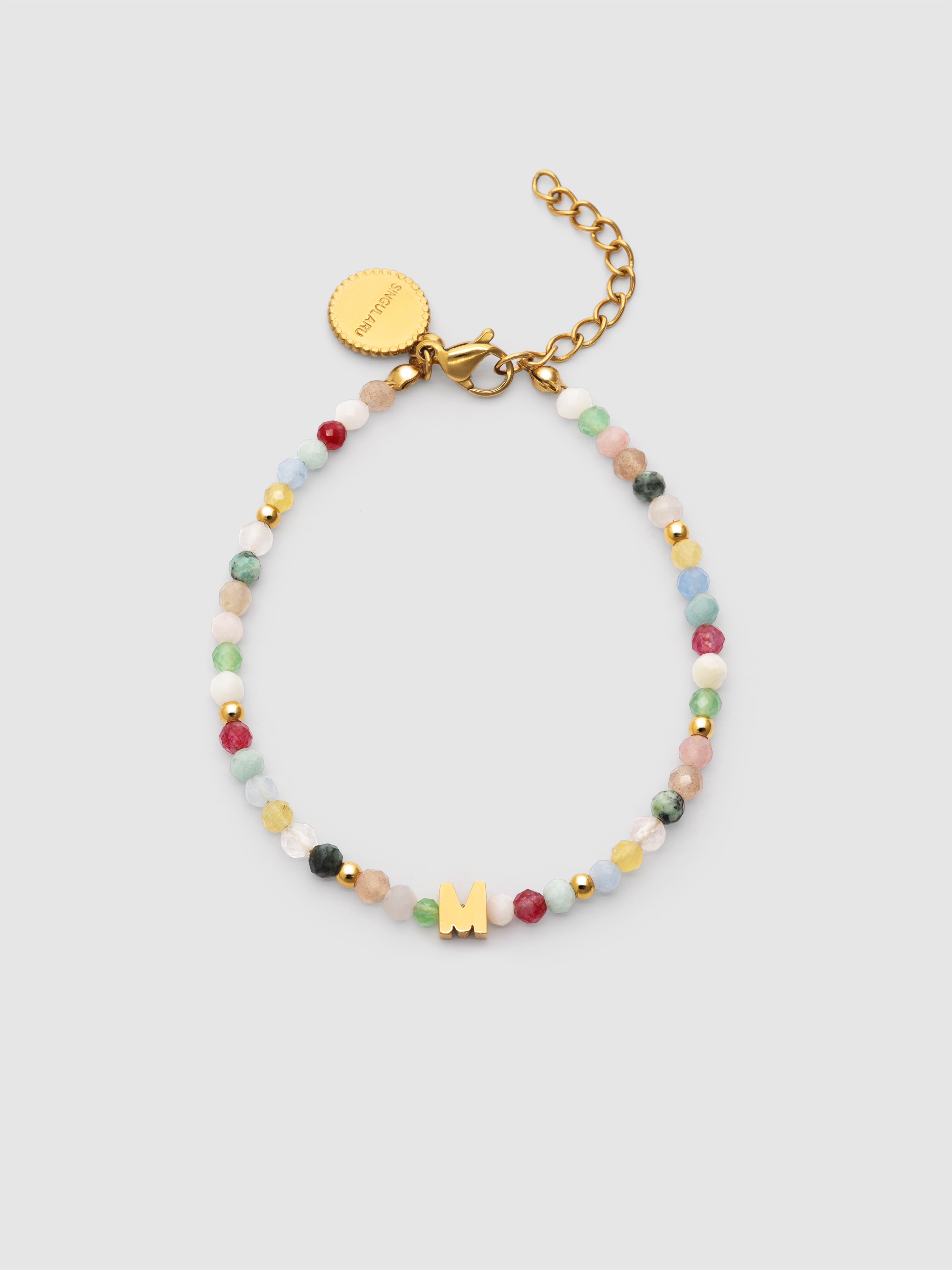 Imagem 0 de Pulseira de Corrente Personalizada Letter Altea Colors de Aço Banhado em Ouro M