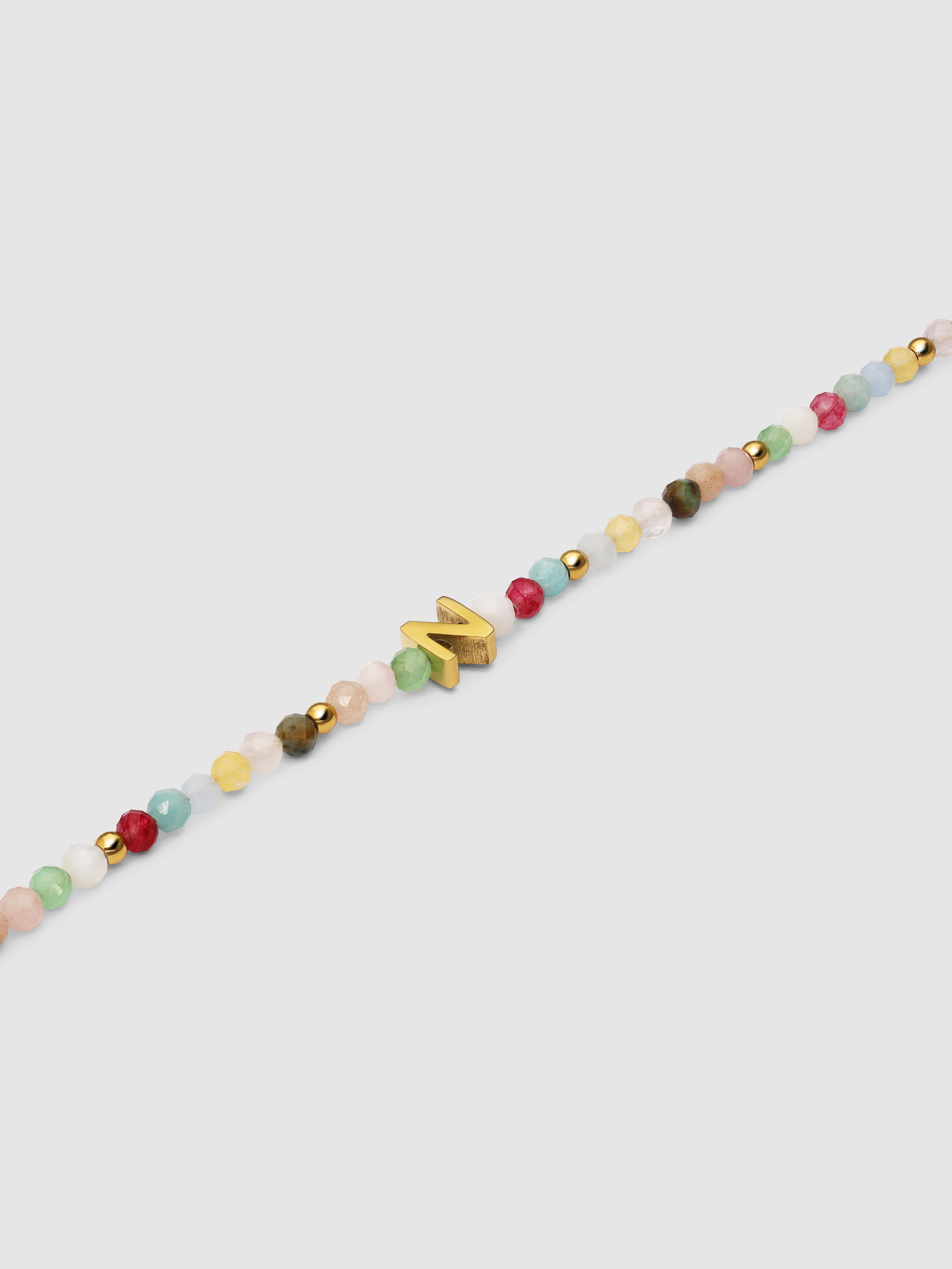 Pulseira de Corrente Personalizada Letter Altea Colors de Aço Banhado em Ouro N Multicolor-4