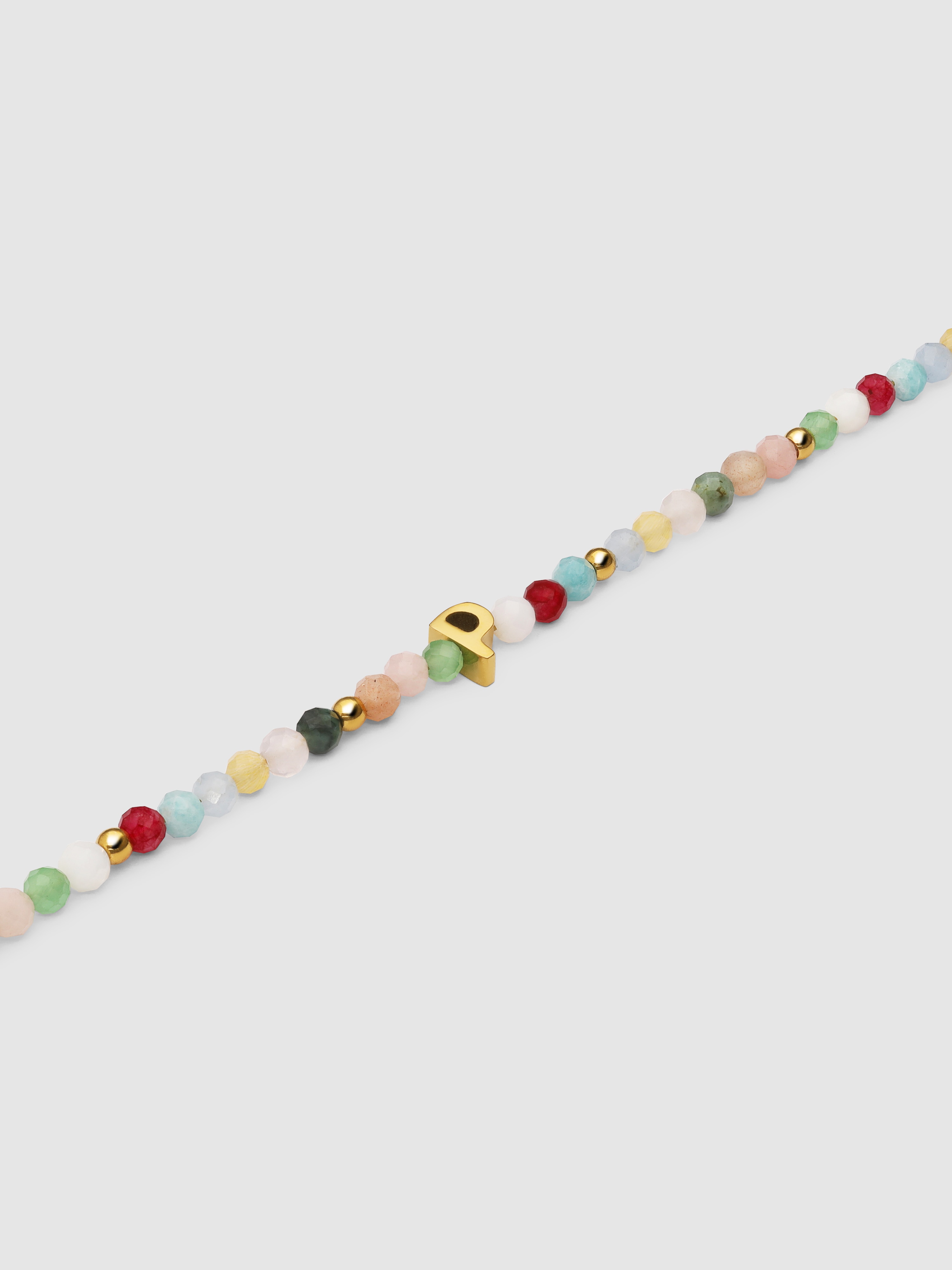Pulseira de Corrente Personalizada Letter Altea Colors de Aço Banhado em Ouro P Multicolor-4