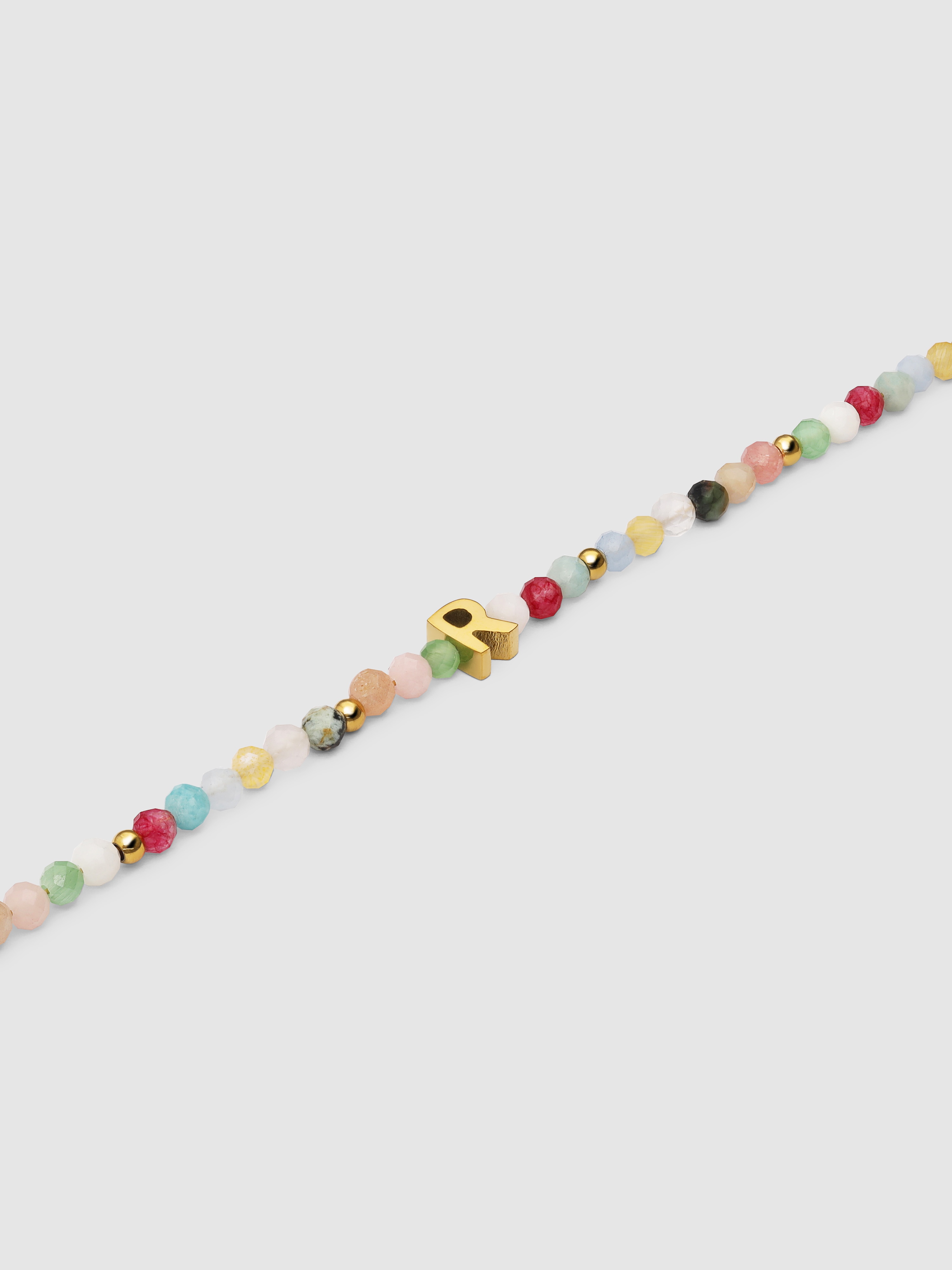 Pulseira de Corrente Personalizada Letter Altea Colors de Aço Banhado em Ouro R Multicolor-4
