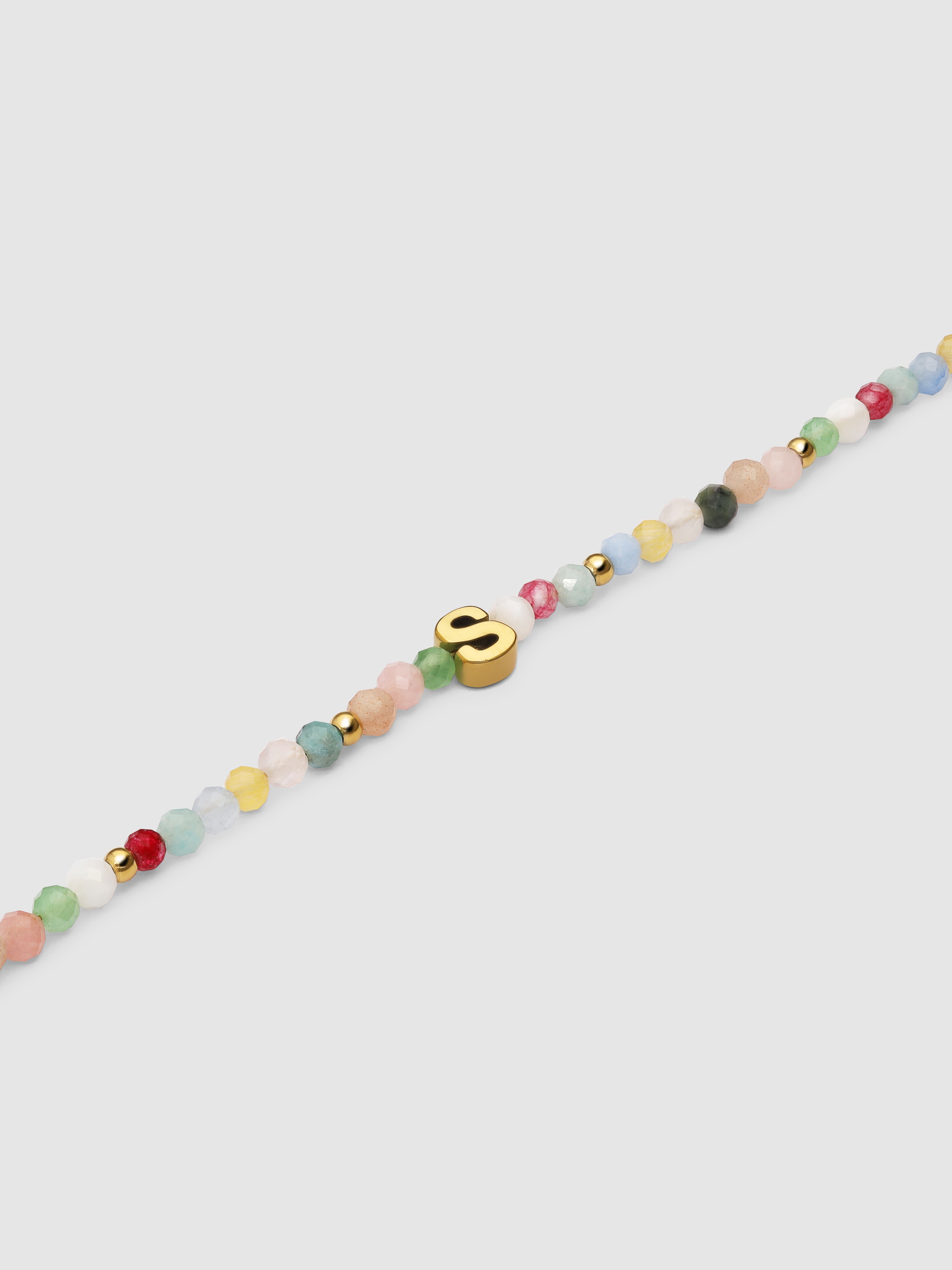 Pulseira de Corrente Personalizada Letter Altea Colors de Aço Banhado em Ouro S Multicolor-4