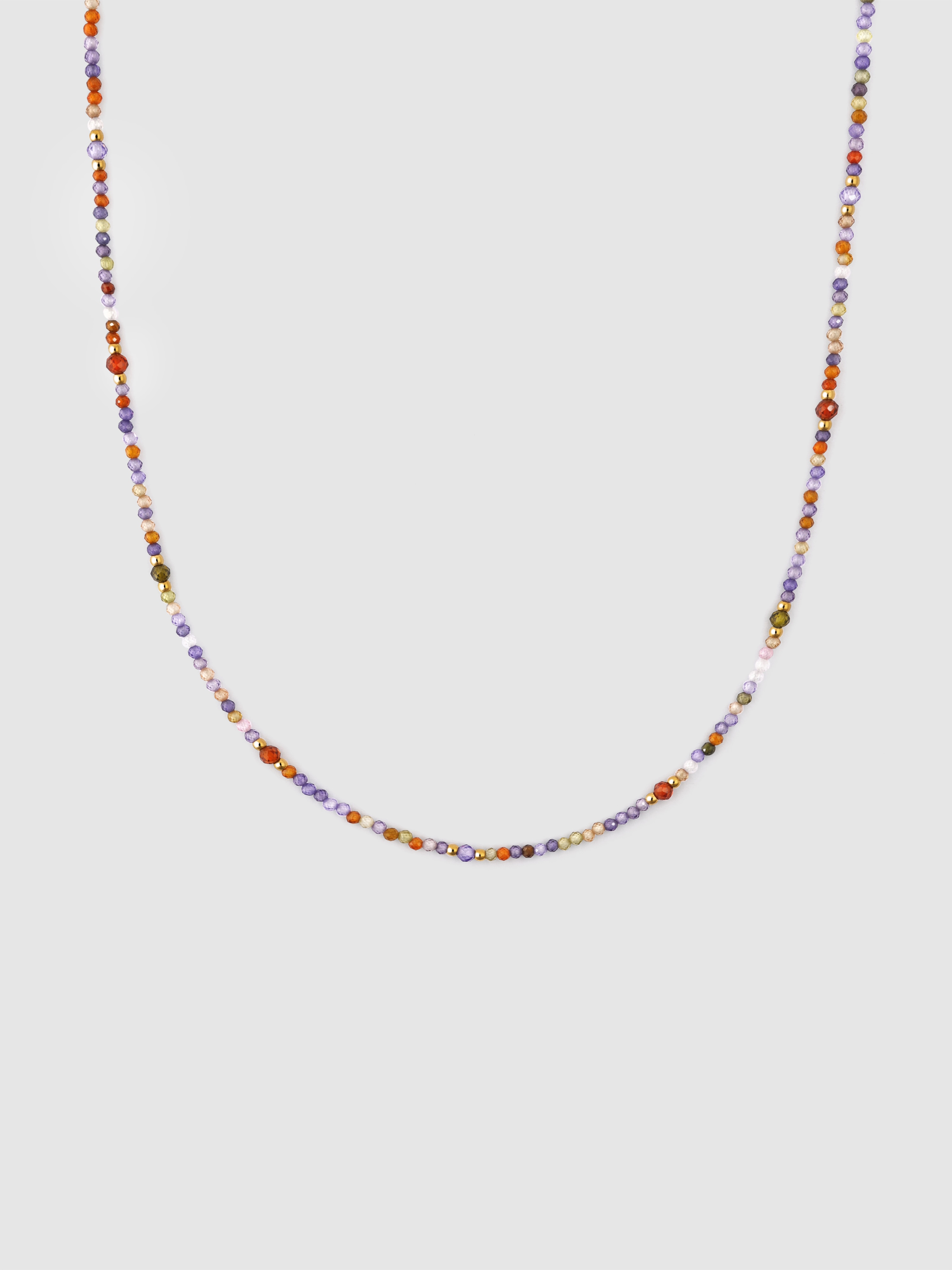 Colar Long Full Crystal Summer de Aço Banhado a Ouro Multicolor-1