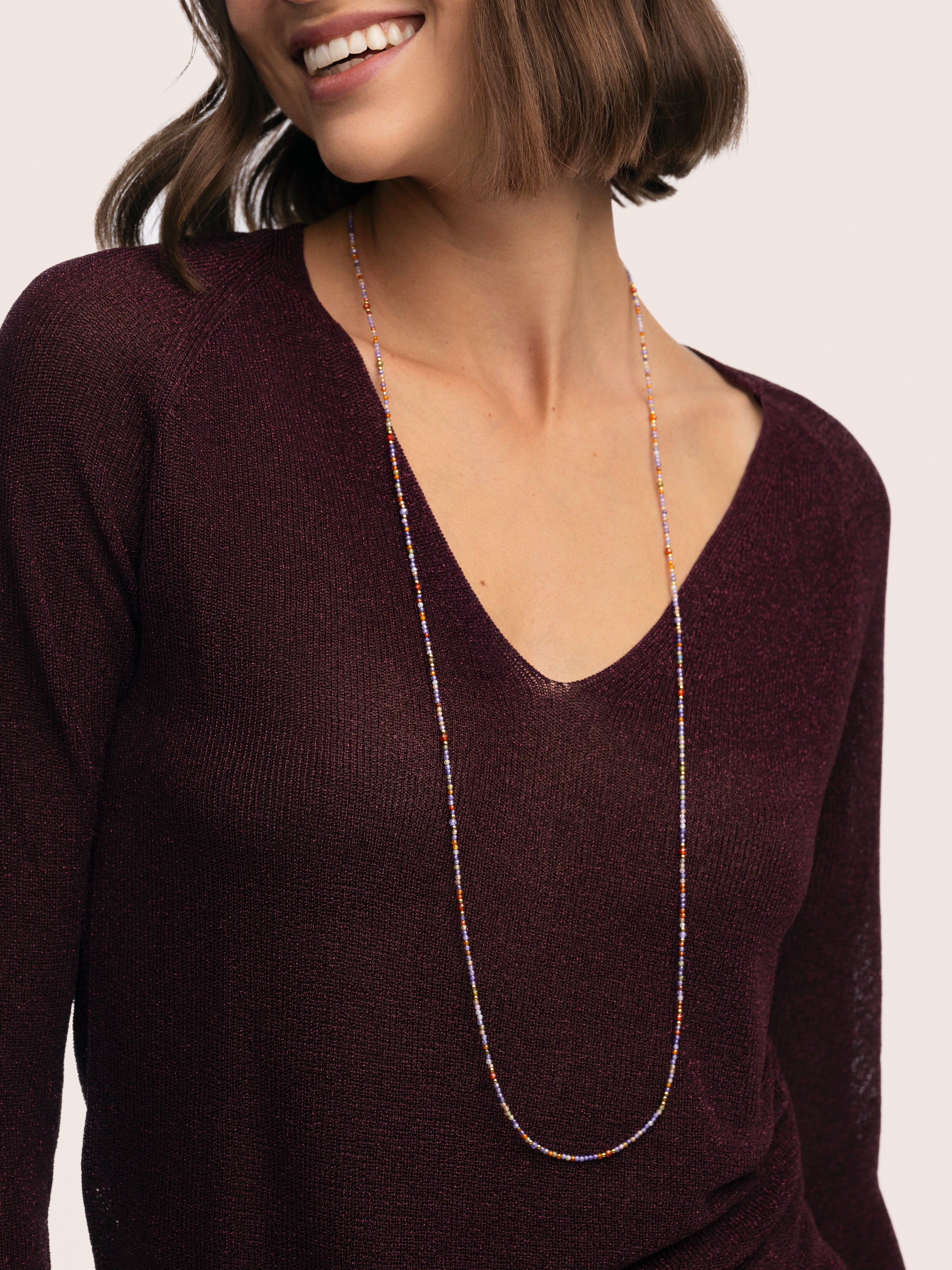 Colar Long Full Crystal Summer de Aço Banhado a Ouro Multicolor-2