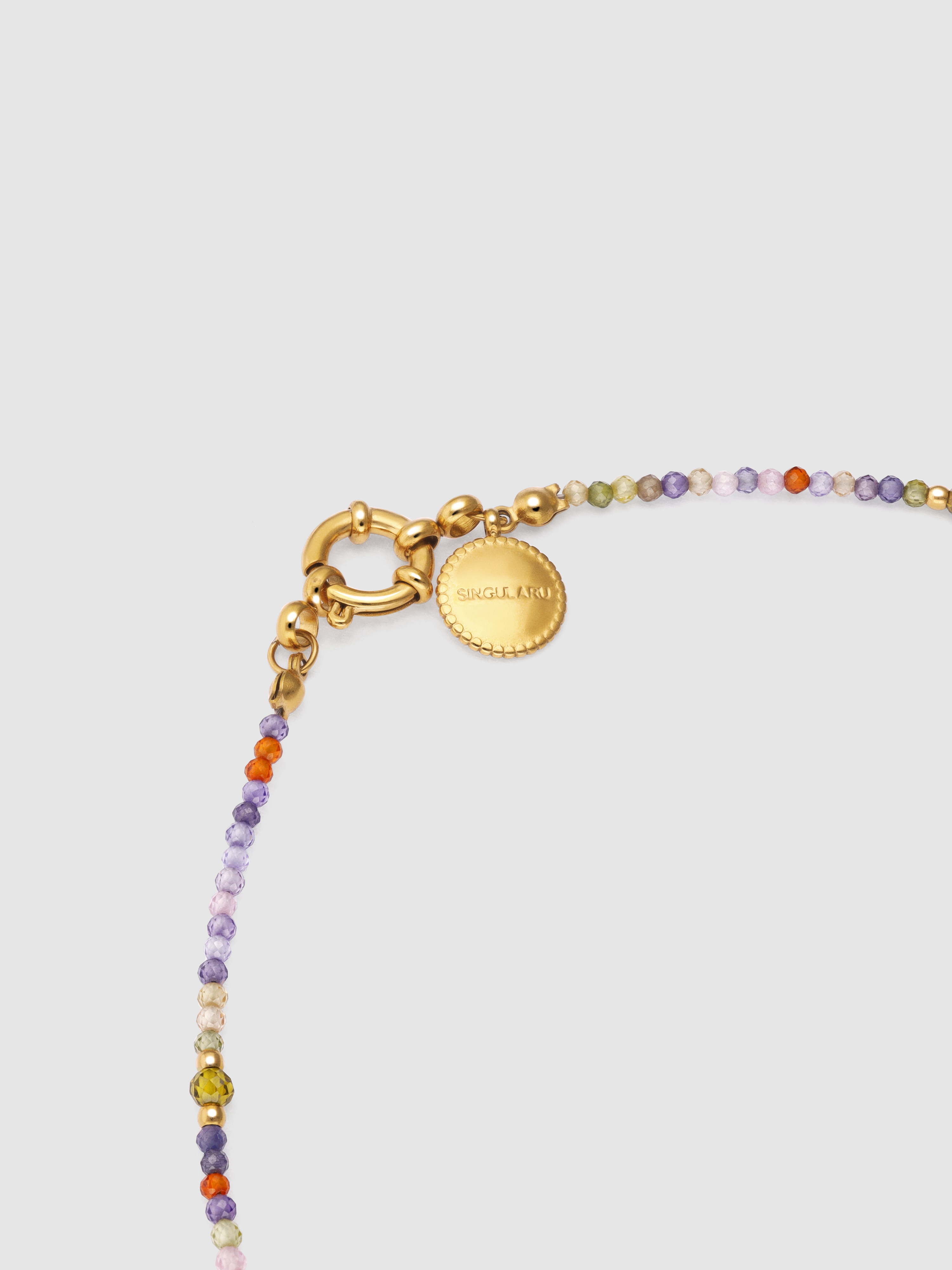 Colar Long Full Crystal Summer de Aço Banhado a Ouro Multicolor-3