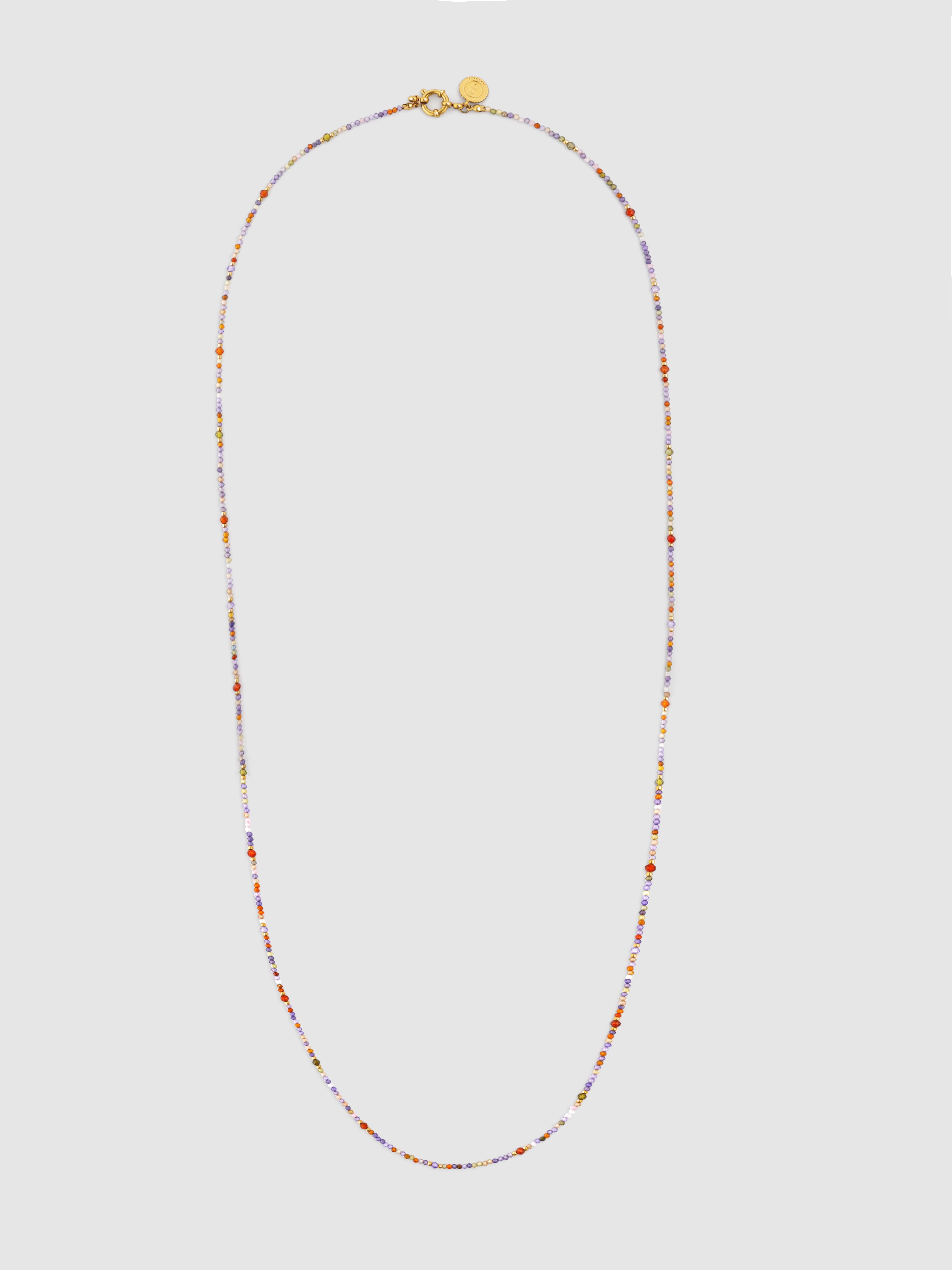 Colar Long Full Crystal Summer de Aço Banhado a Ouro Multicolor-4