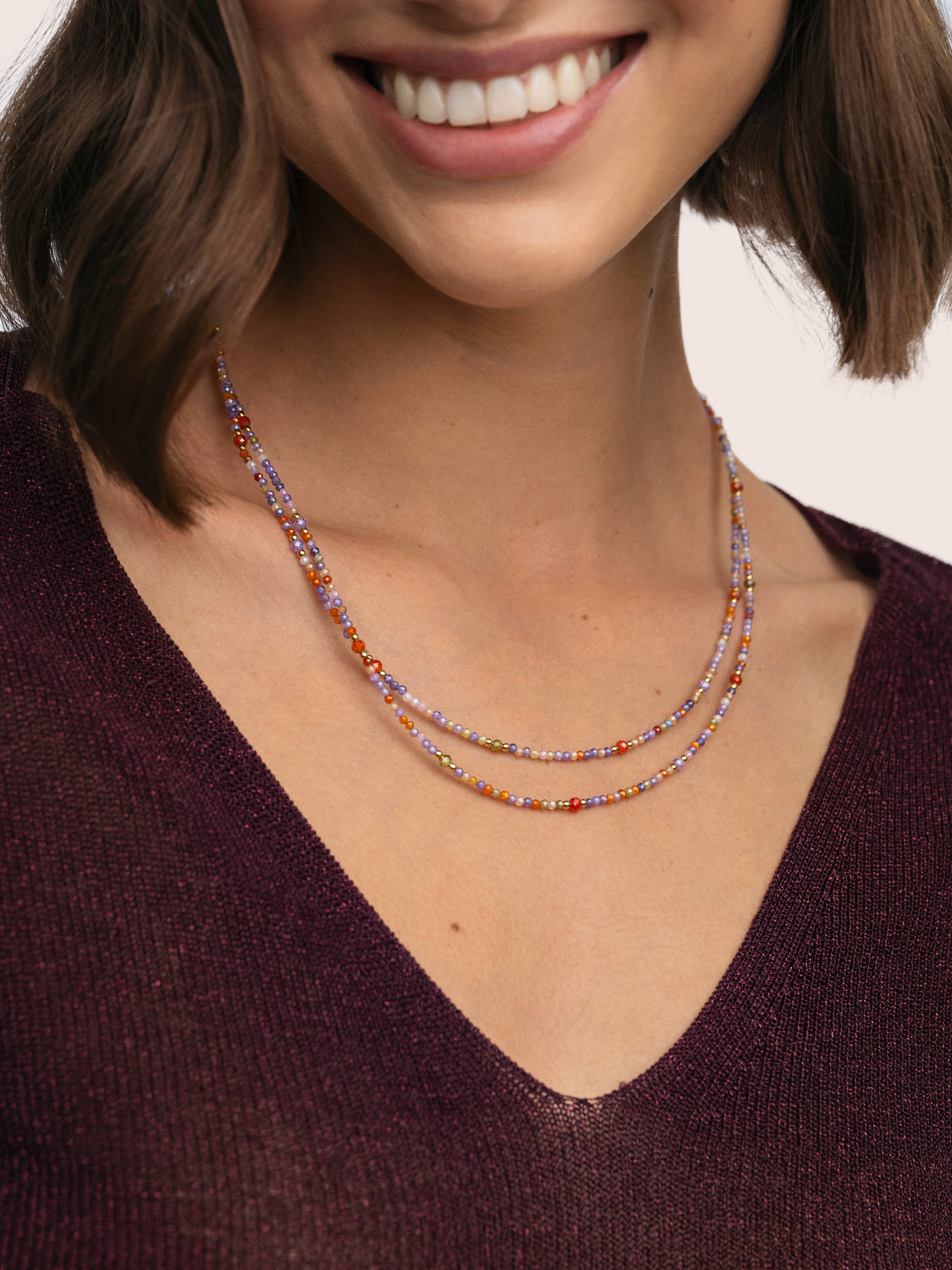 Colar Long Full Crystal Summer de Aço Banhado a Ouro Multicolor-5