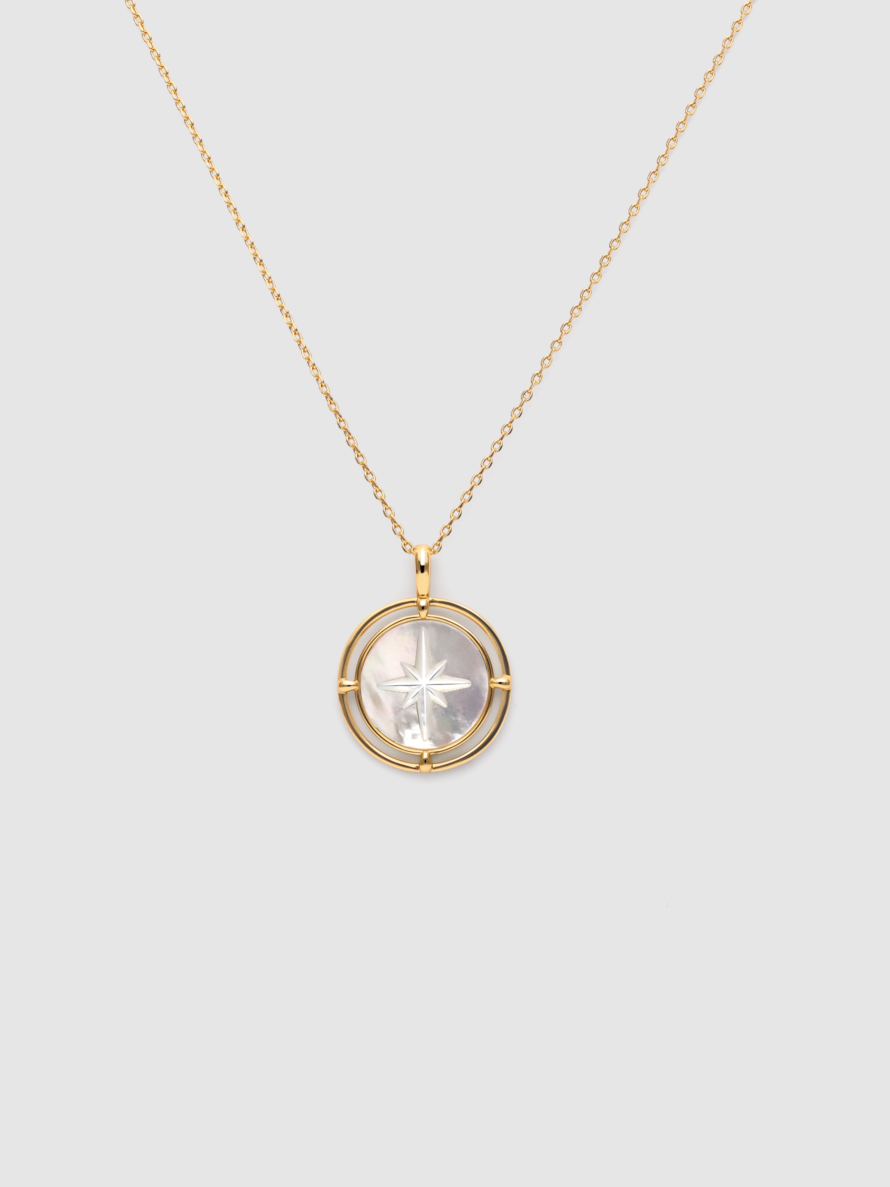 Colar Estrela Polar Madrepérola de Liga de Metais Banhado a Ouro Dourado-1