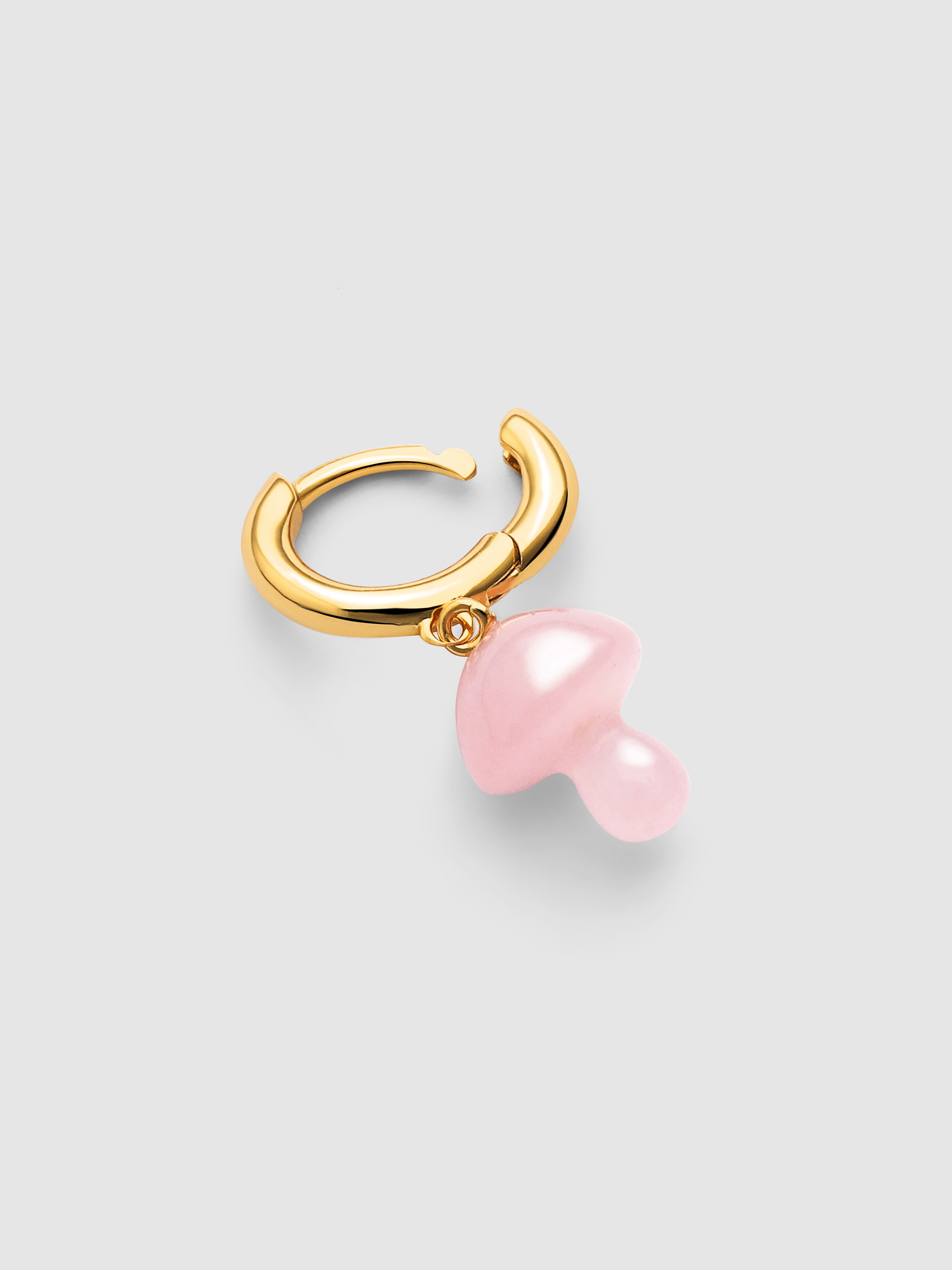 Brinco Individual Argola Cogumelo Rosa de Liga de Metais Banhado a Ouro Rosa-3