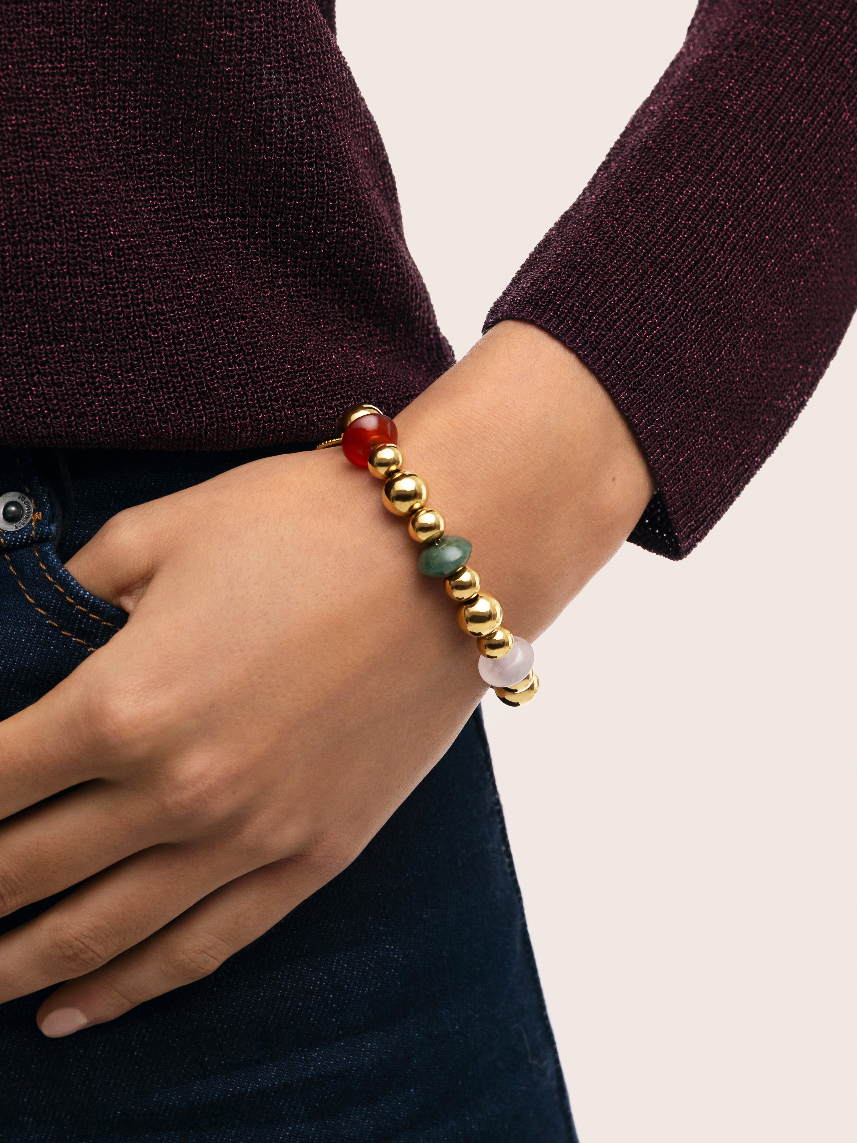 Pulseira de Corrente Winter Bomb de Aço Banhado a Ouro Multicolor-2