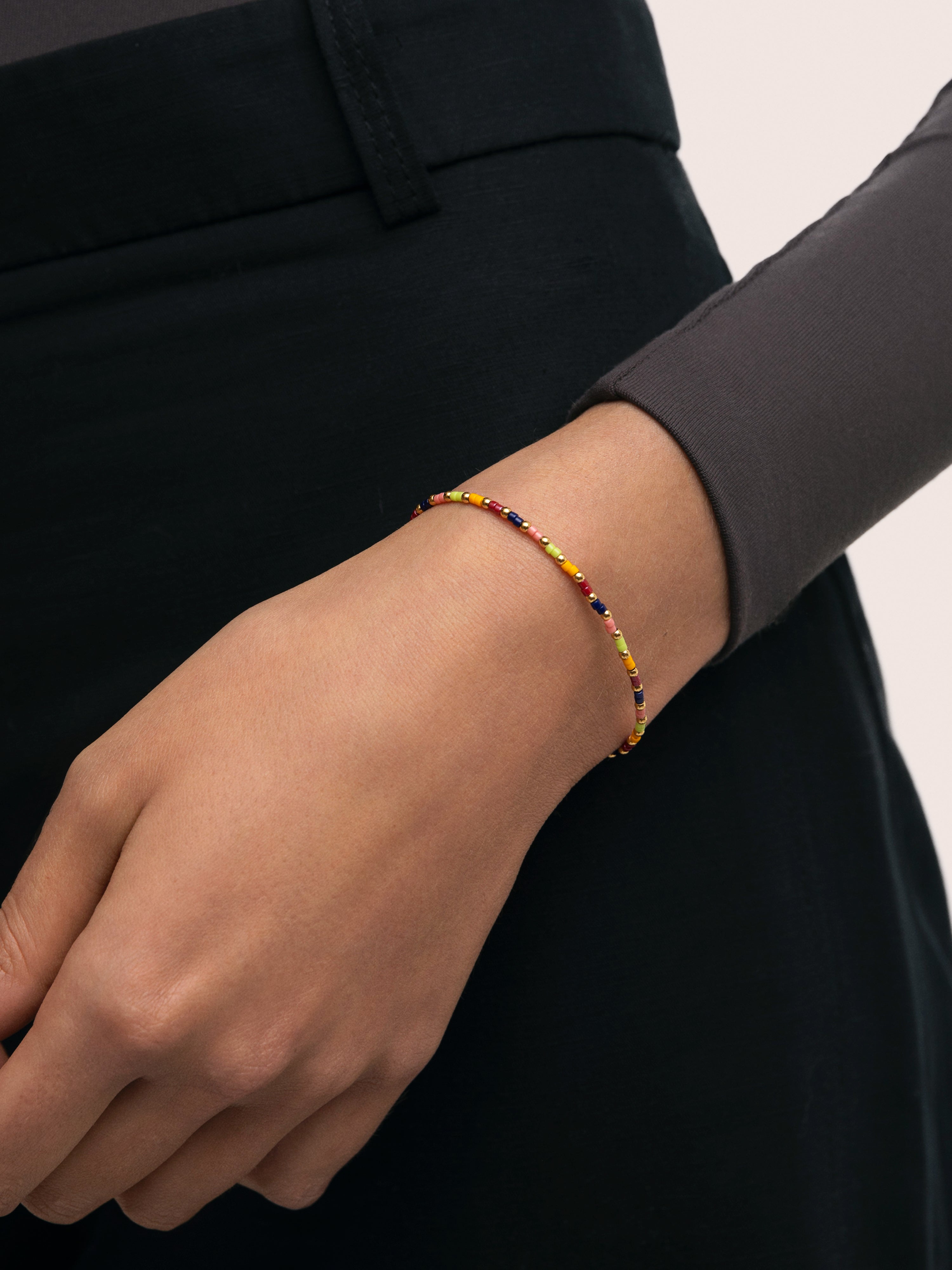 Pulseira de Corrente Áura Colors de Aço Banhado a Ouro Multicolor-3