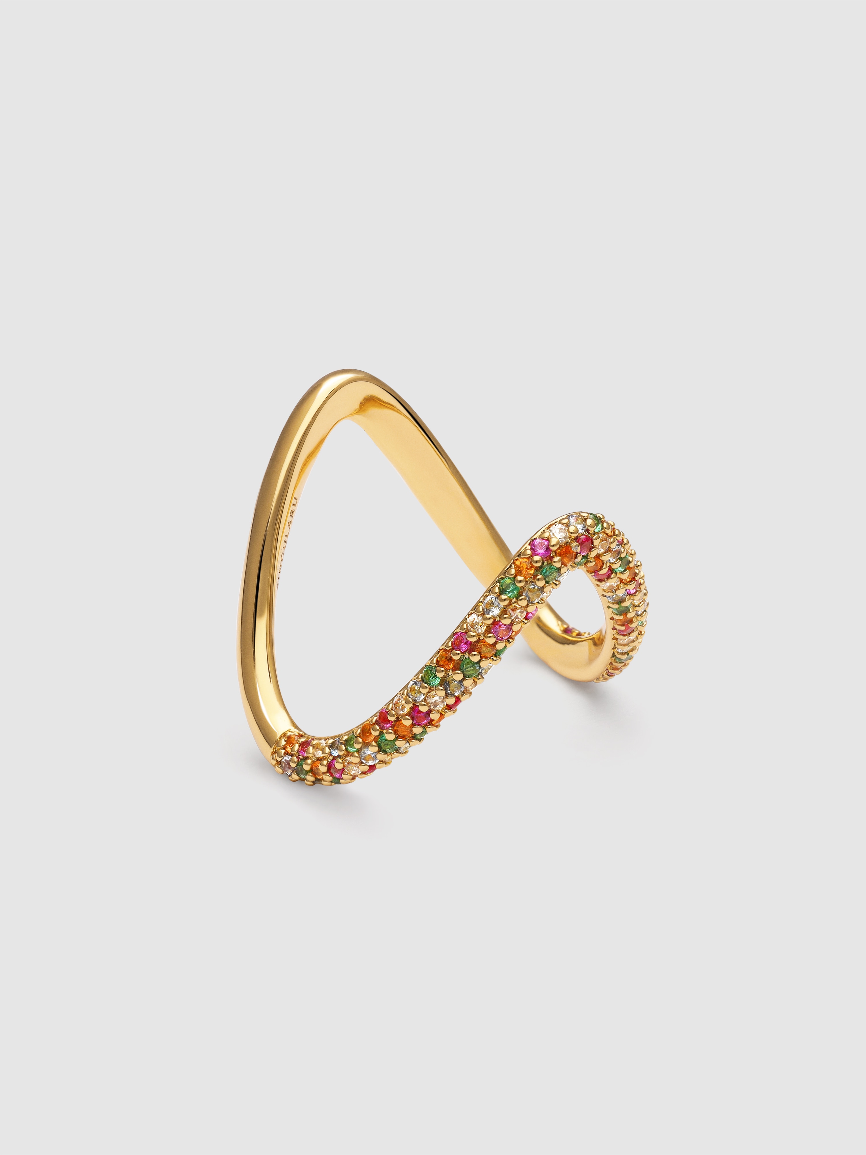 Anel V Scarlett Dance de Liga de Metais Banhado a Ouro Multicolor-1