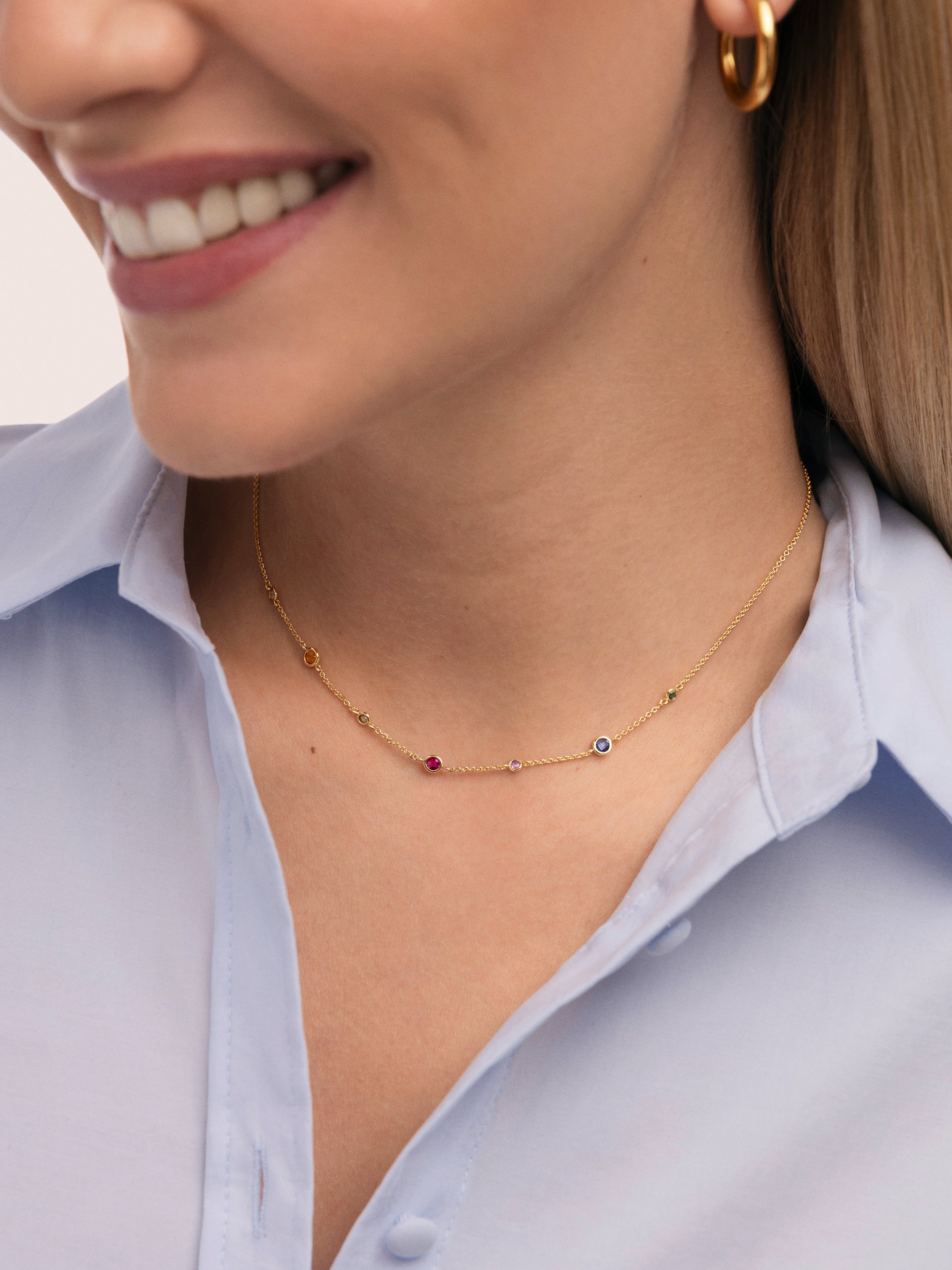 Colar New Orbit Multicolor de Liga de Metais Banhado em Ouro Multicolor-2