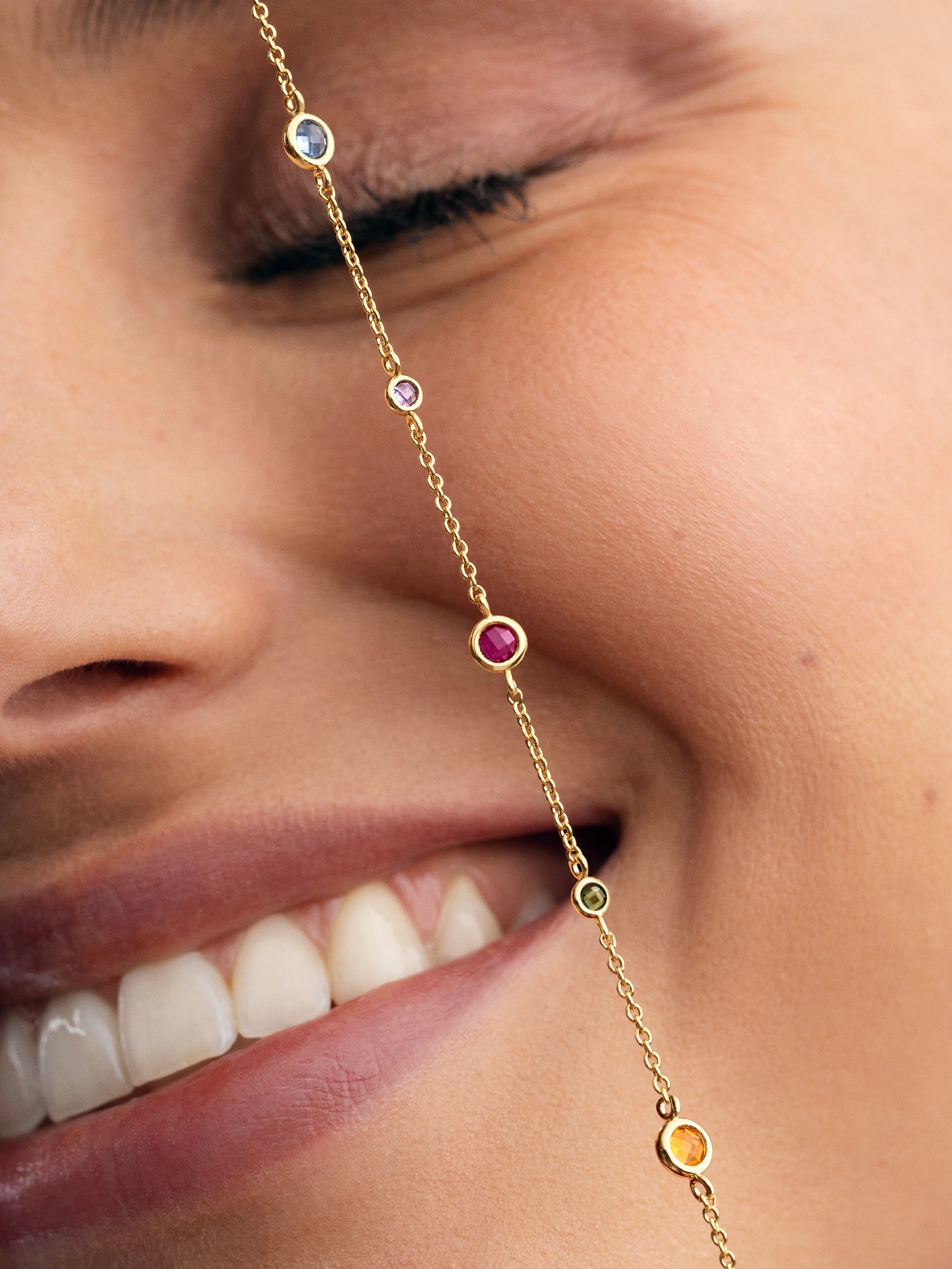 Pulseira de Corrente New Orbit Multicolor de Liga de Metais Banhado em Ouro Multicolor-5