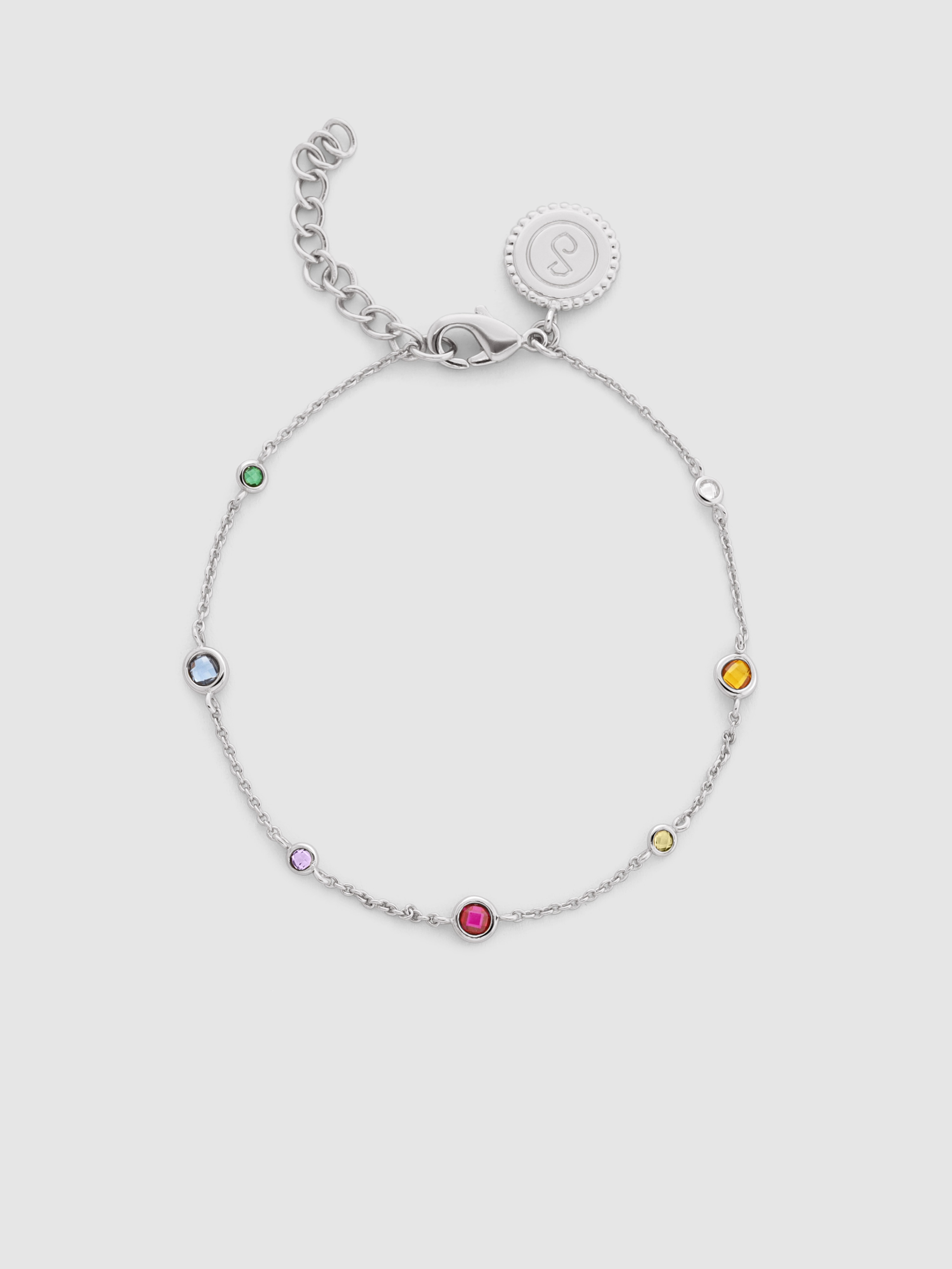 Pulseira de Corrente New Orbit Multicolor de Liga de Metais Banhado em Ródio Multicolor-1